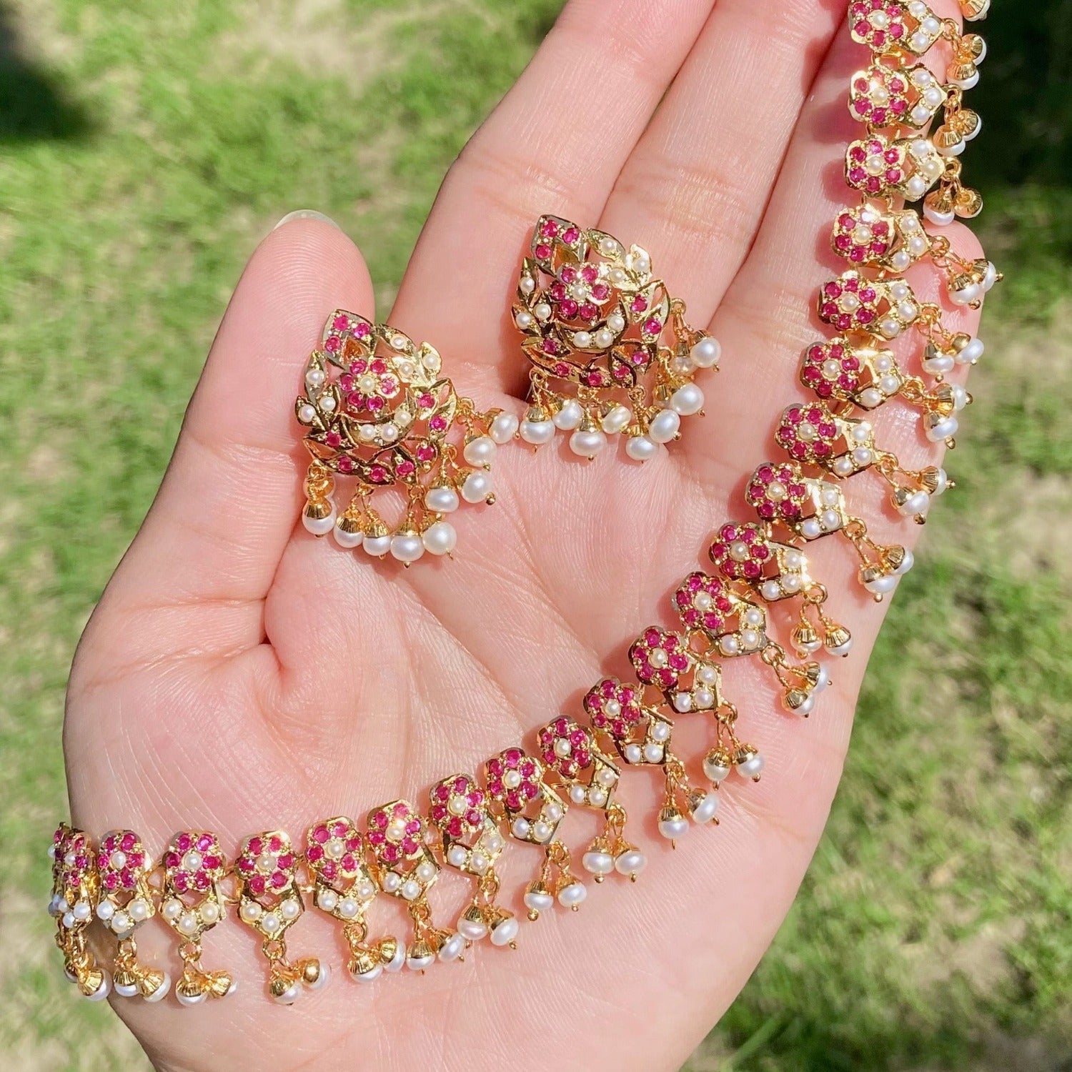 gold plated silver necklace set gift
