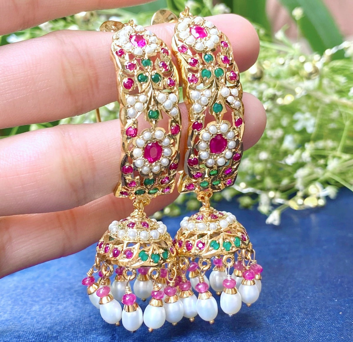 silver jhumka earrings