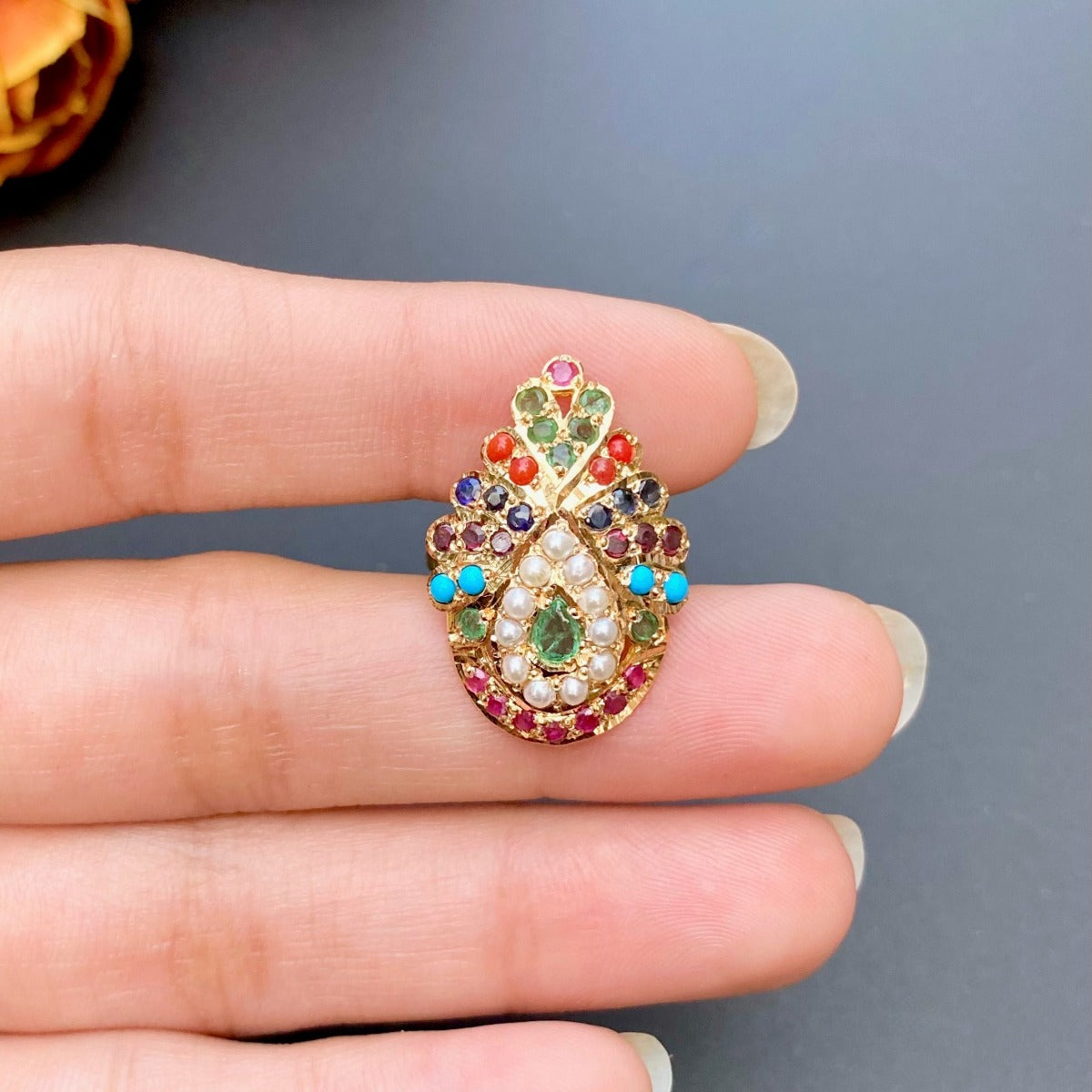 gold navratna rings for women on 22k gold