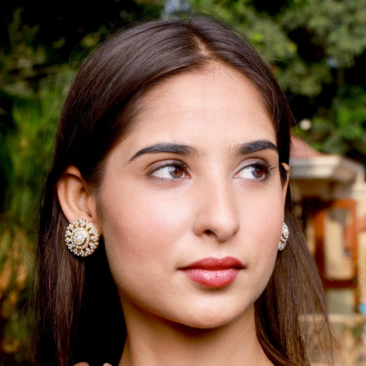 large gold plated pearl earrings