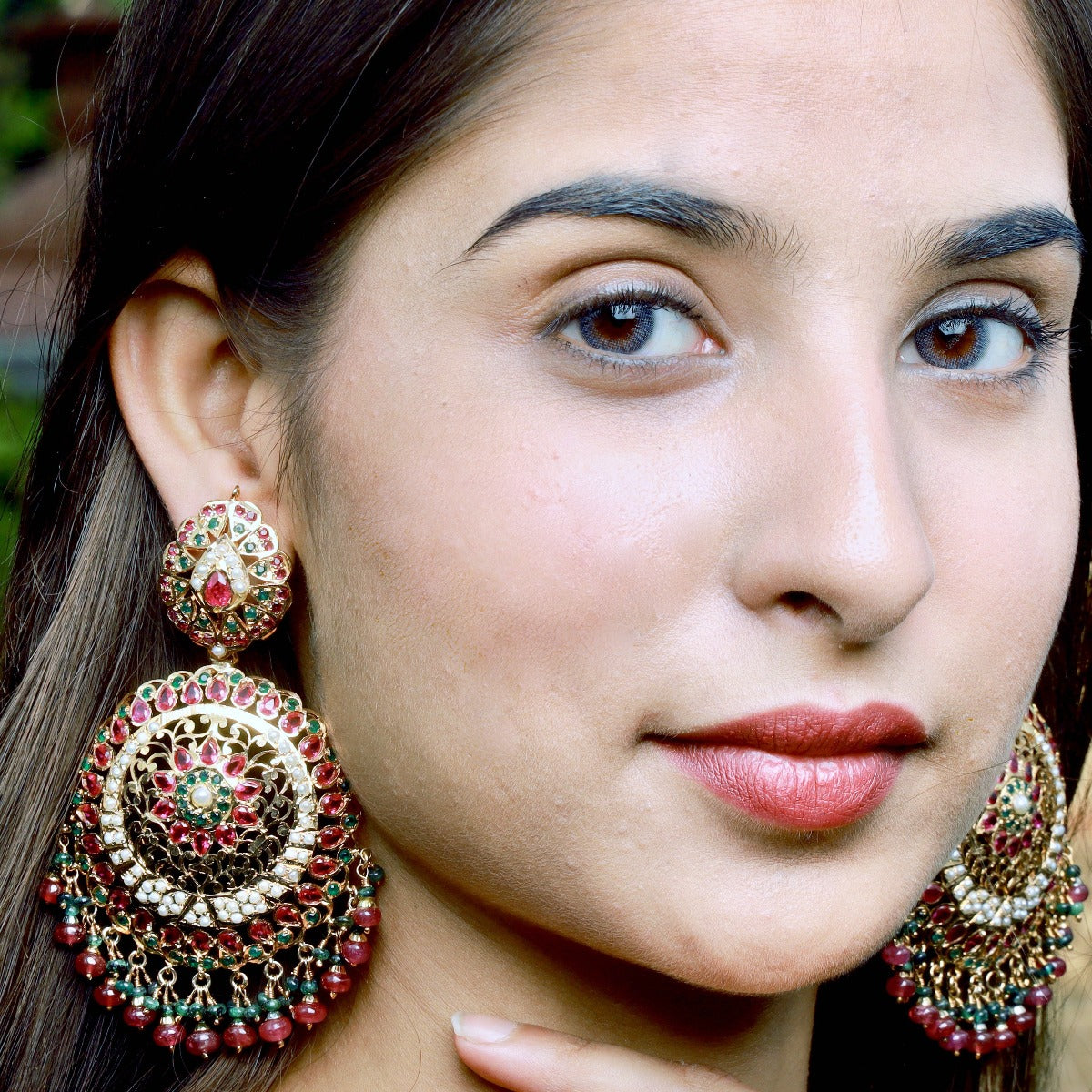 ruby emerald danglers