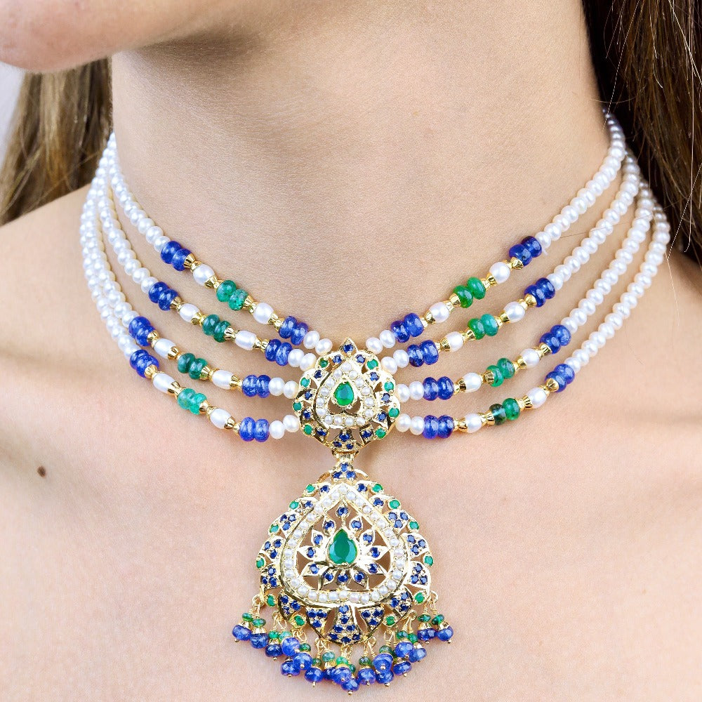 pakistani Pendant with Multi Strand Pearl Mala