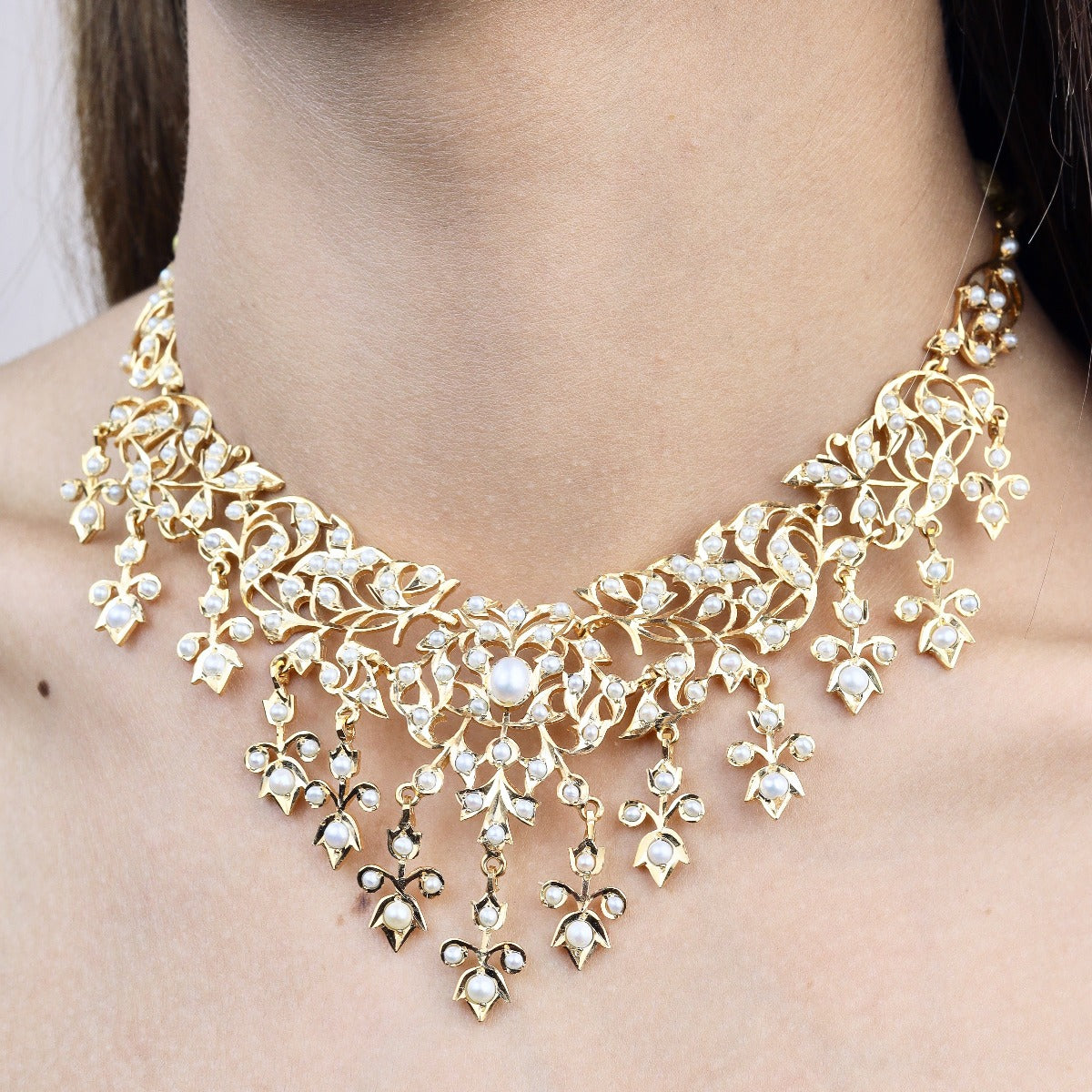 Edwardian Pearl Set | Premium Gold Plated Jewelry | For Women