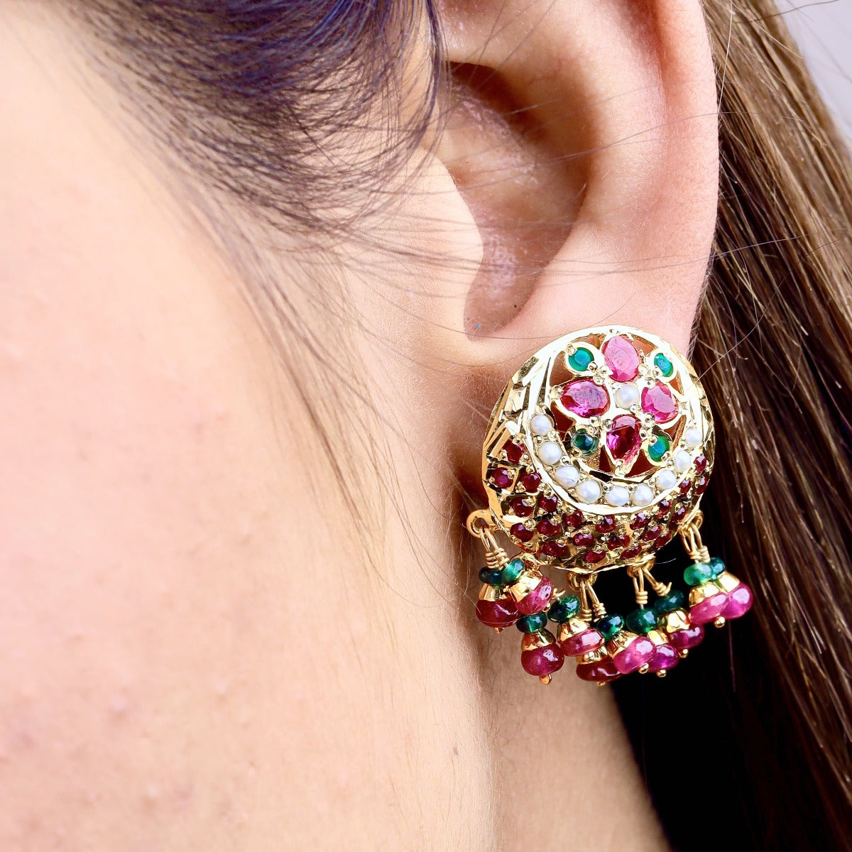 punjabi jadau choker set ruby emerald