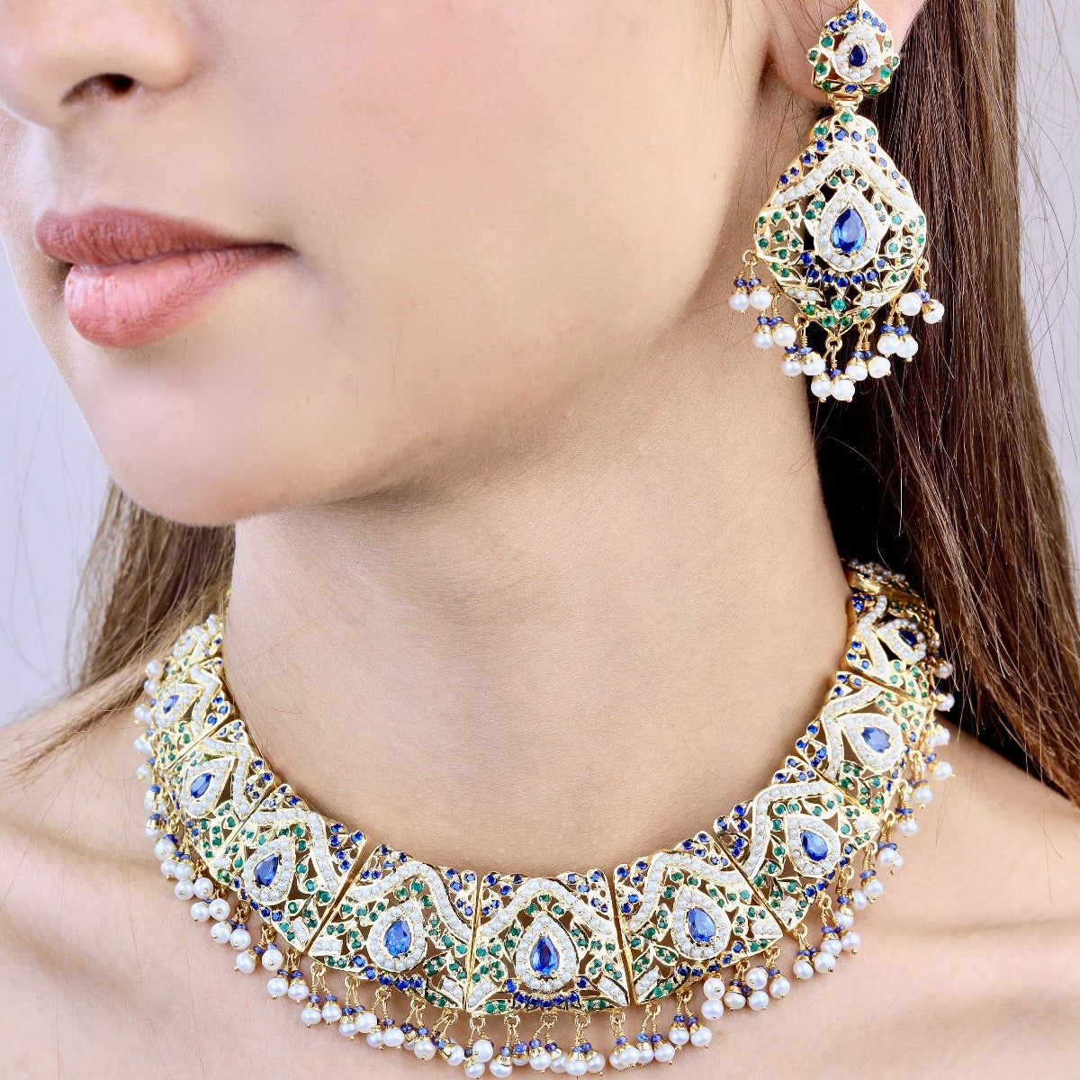 Hyderabadi bridal set in silver