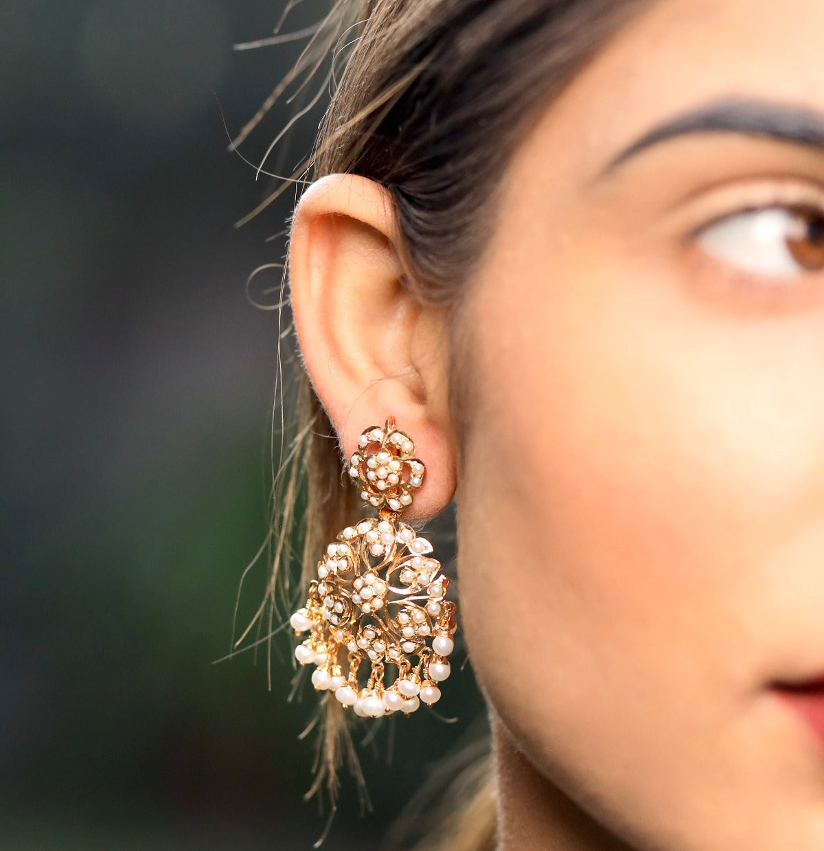 Pearl Earrings on Silver with Gold Plating | Sober & Classy Design For Gifting ER 033