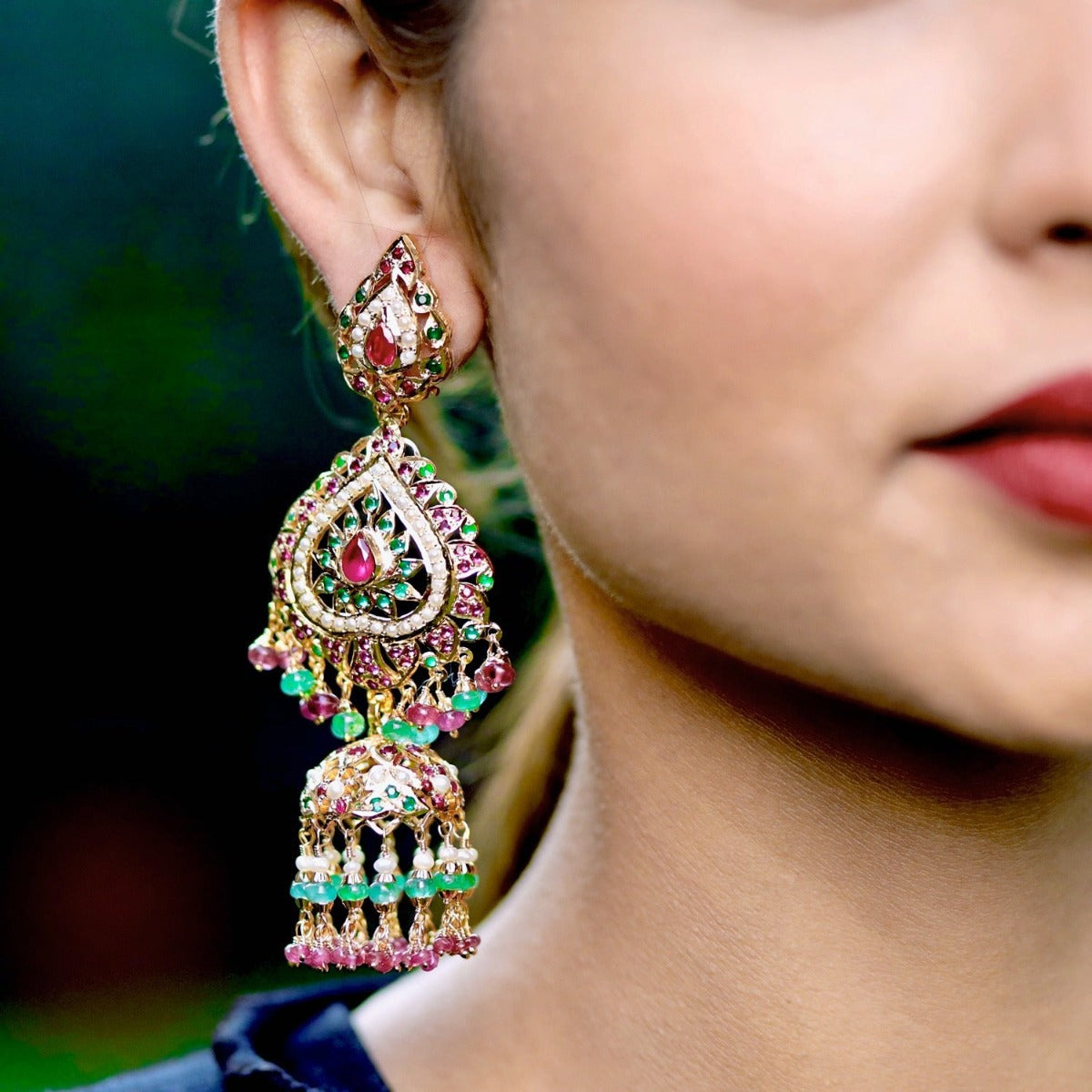 statement long jhumka earrings