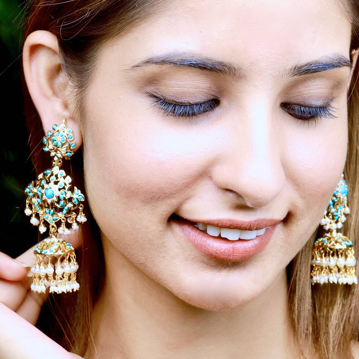 antique style long indian jhumka earrings