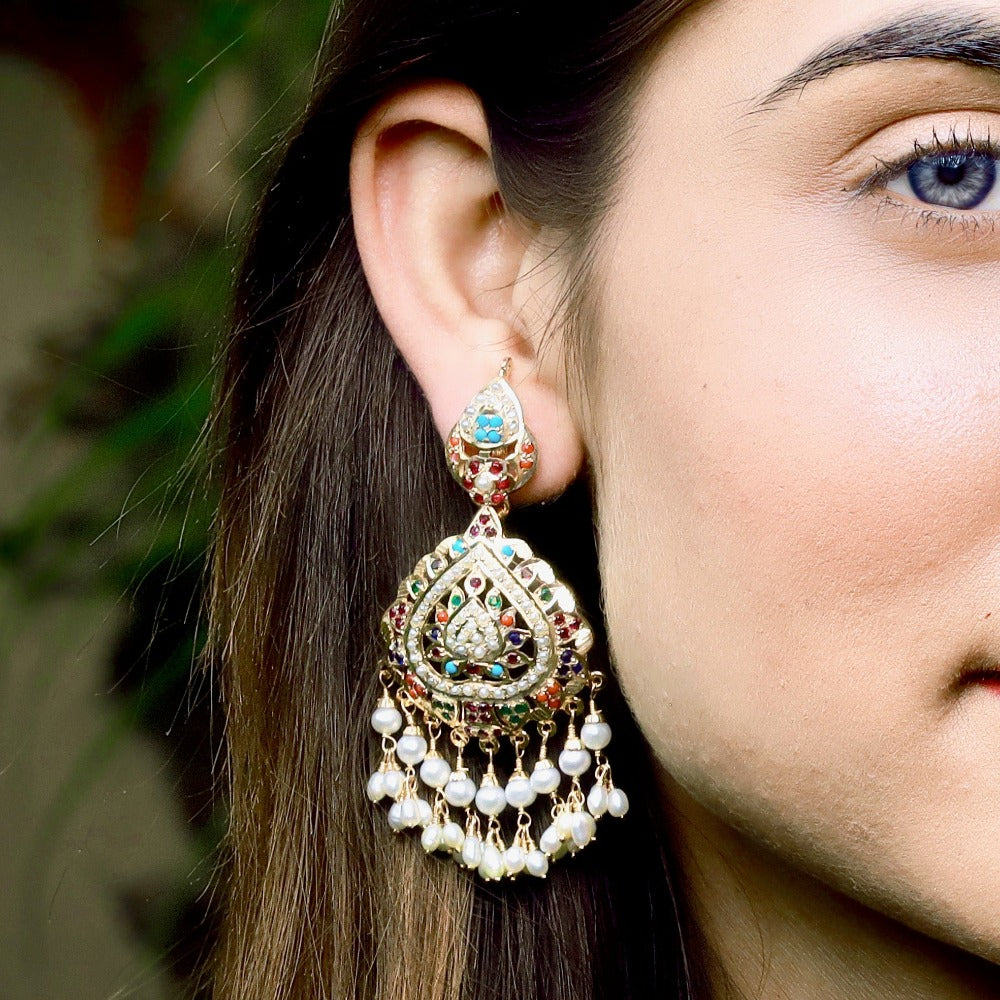 womens navratna danglers