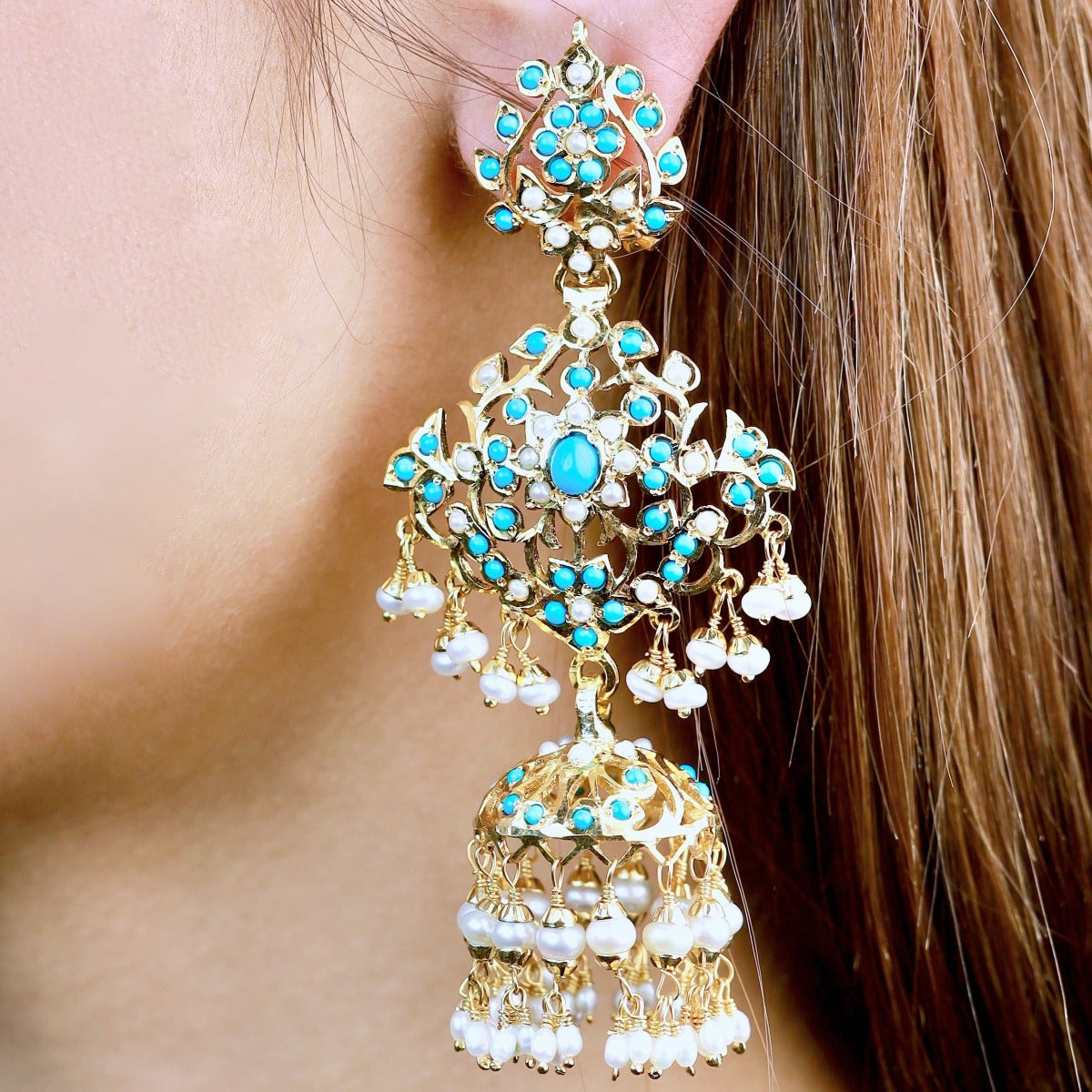 antique style long indian jhumka earrings