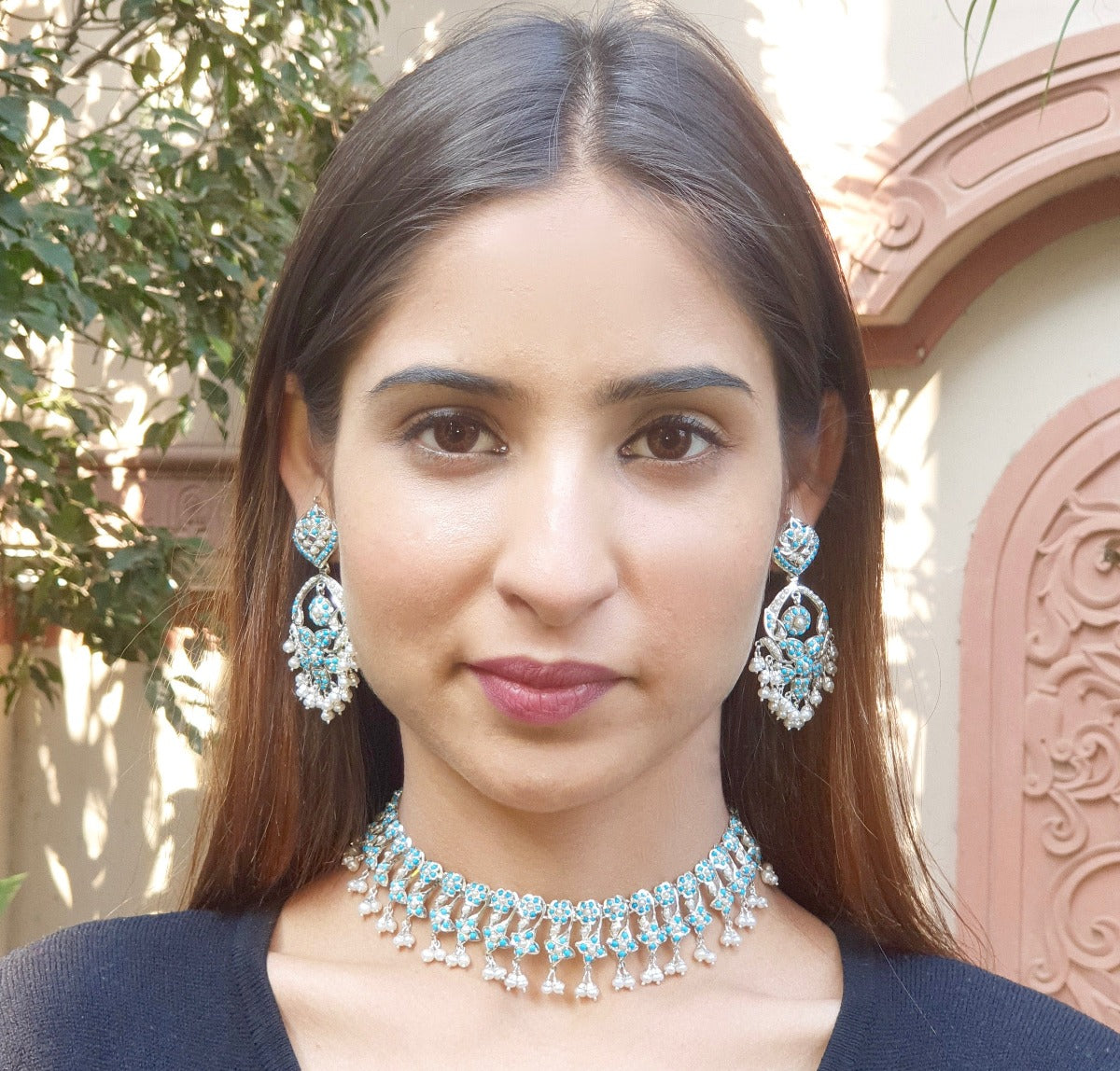 pearl and turquoise necklace set