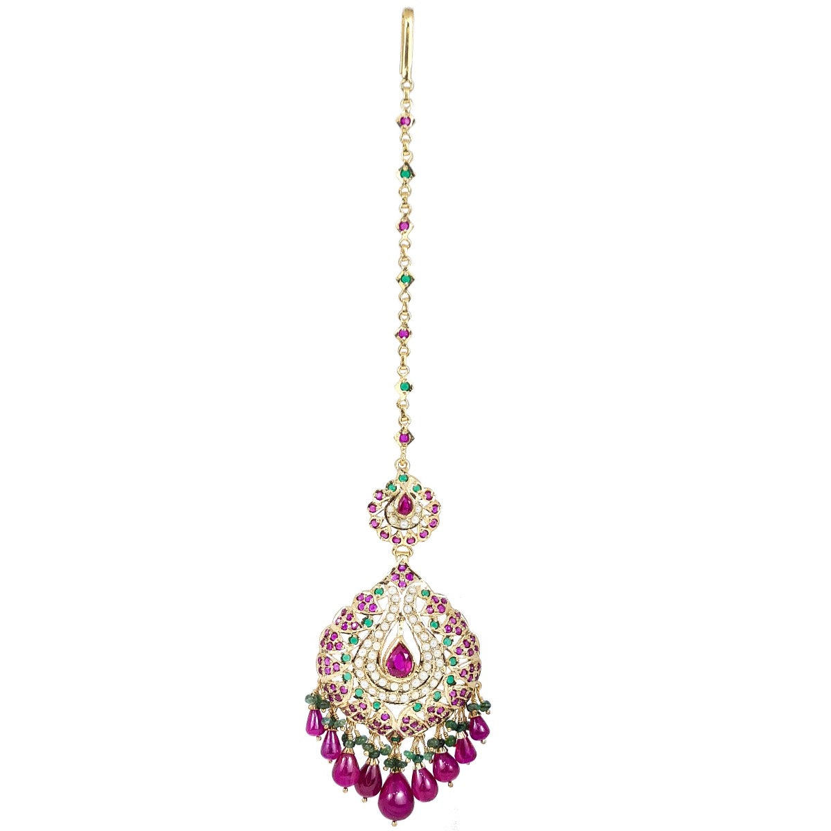 bridal jadau tikka ruby emerald