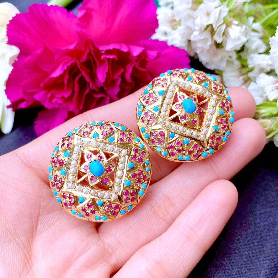 oversized indian stud earrings