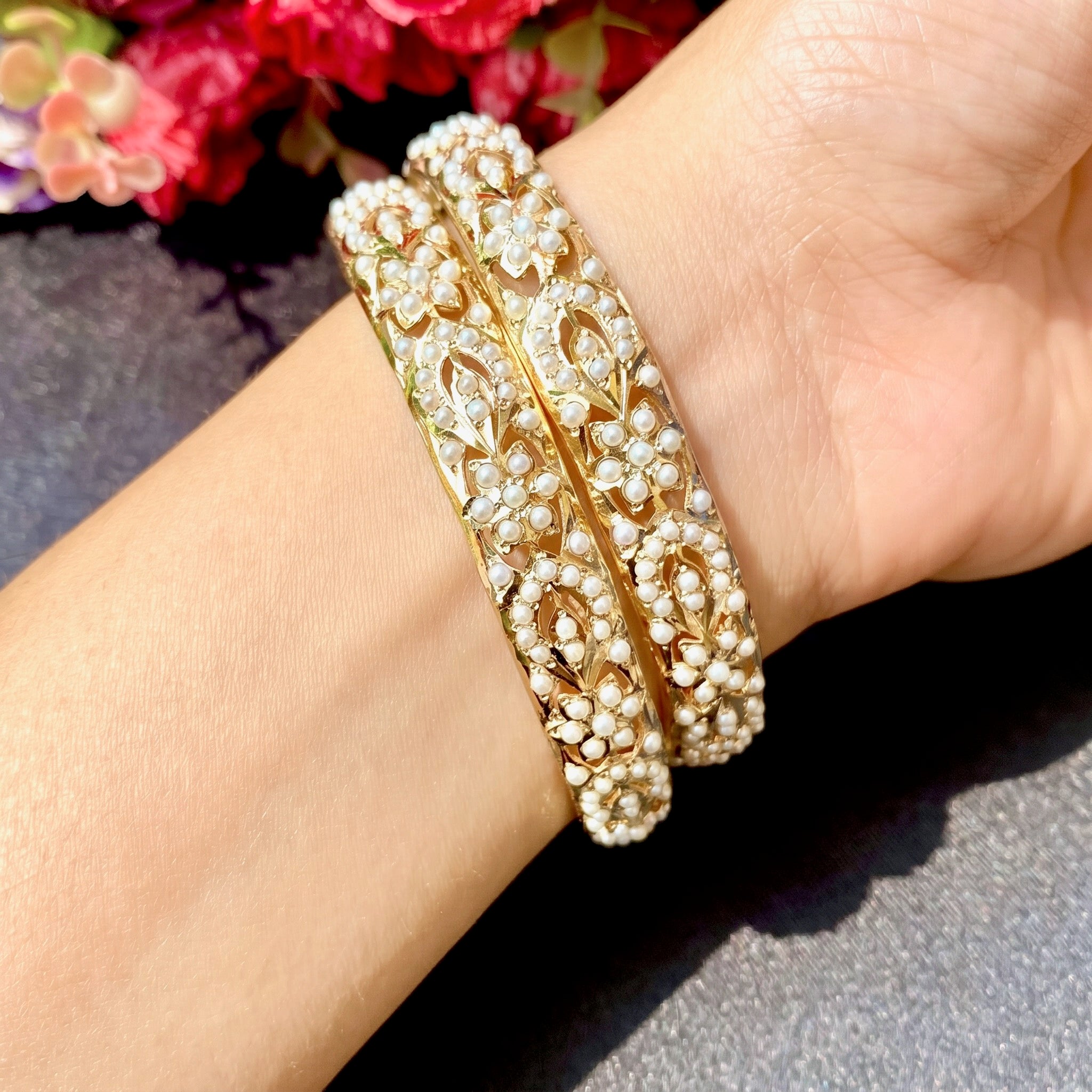 buy pearl bangles for women in hyderabad