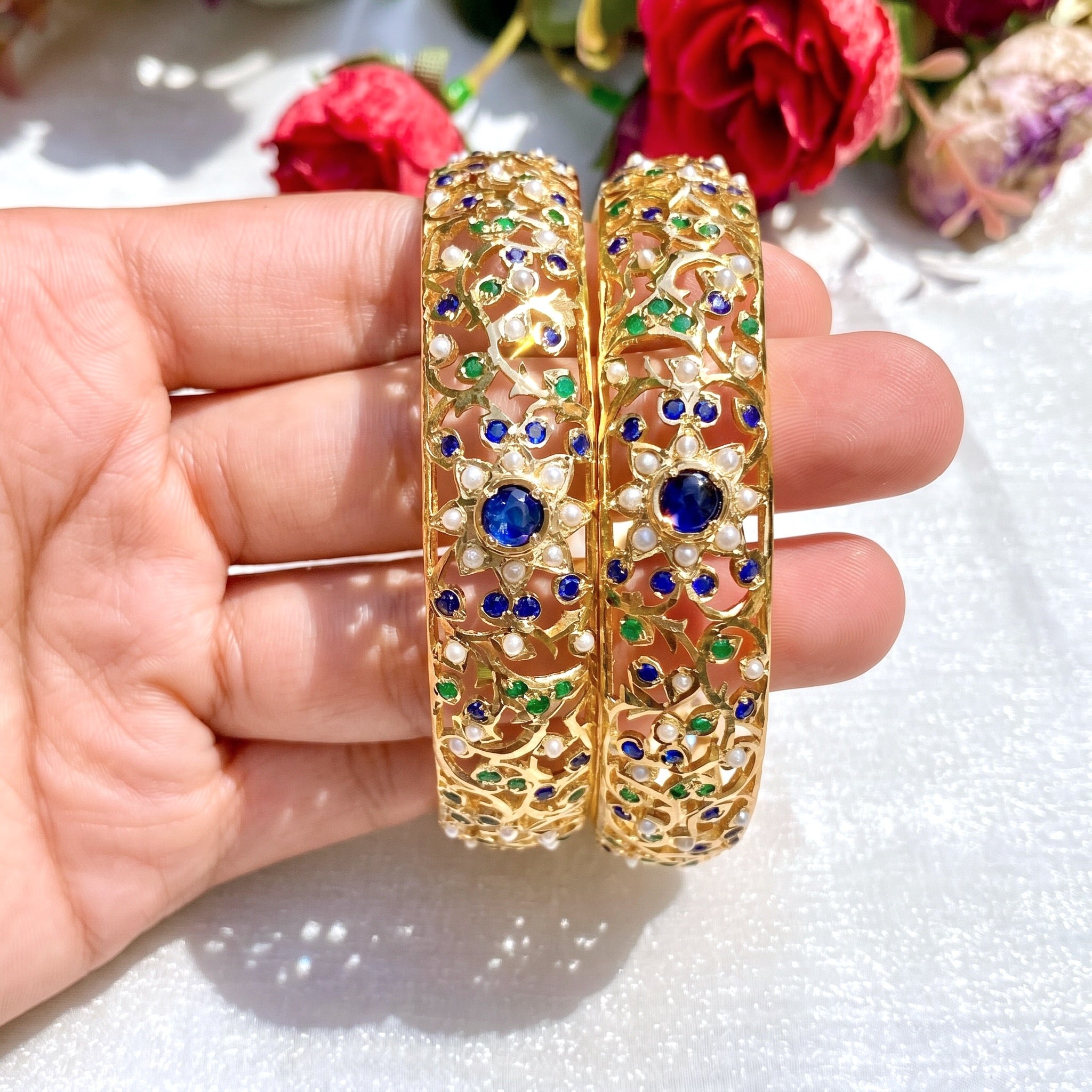 fine mughal era art bangles studded with stones