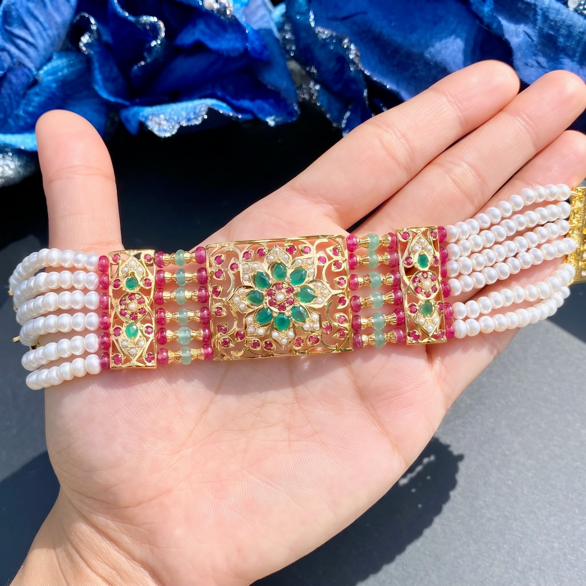 rajasthani bracelet for women in gold plated silver