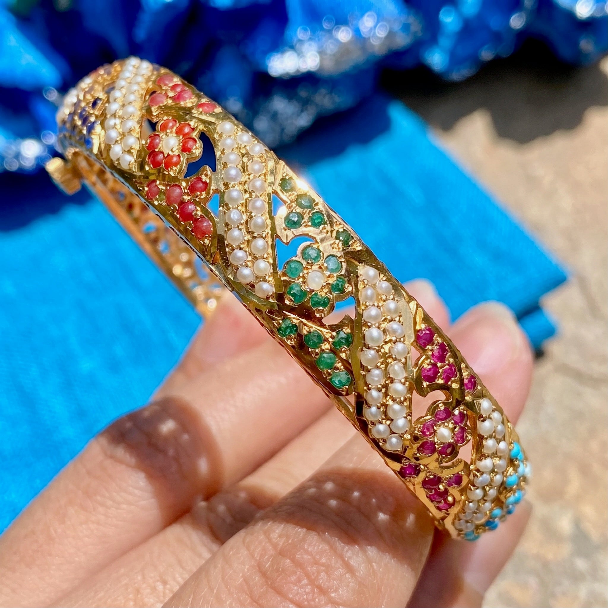 navarathna bangles on sterling silver with gold plating
