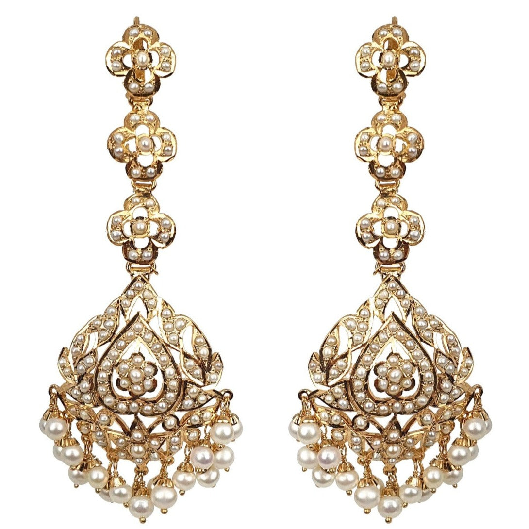 gold plated sadikari jewellery long earrings design