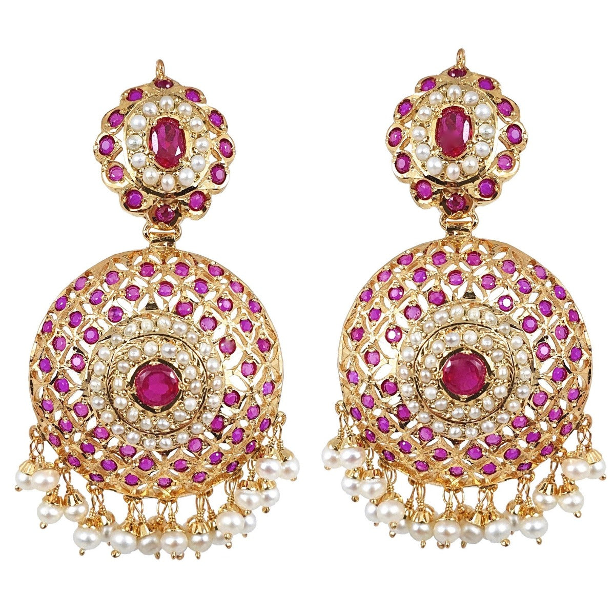 large round ruby earrings