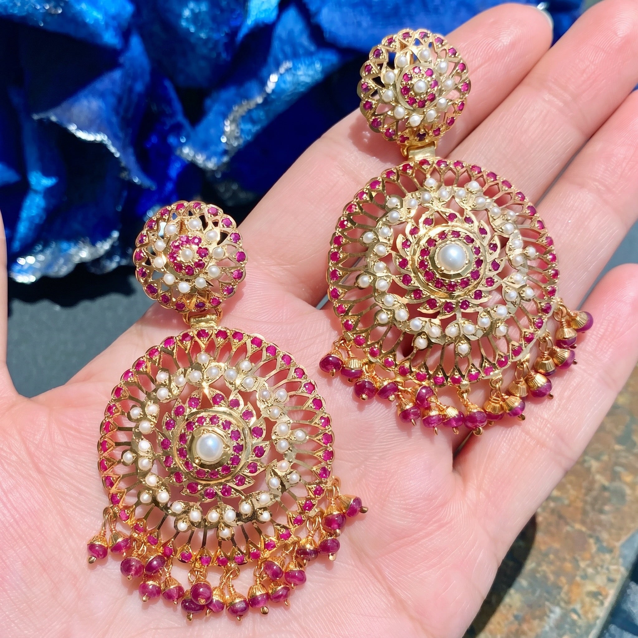 Finely Crafted Jadau Earrings | Sterling Silver Jewelry Online ER 568