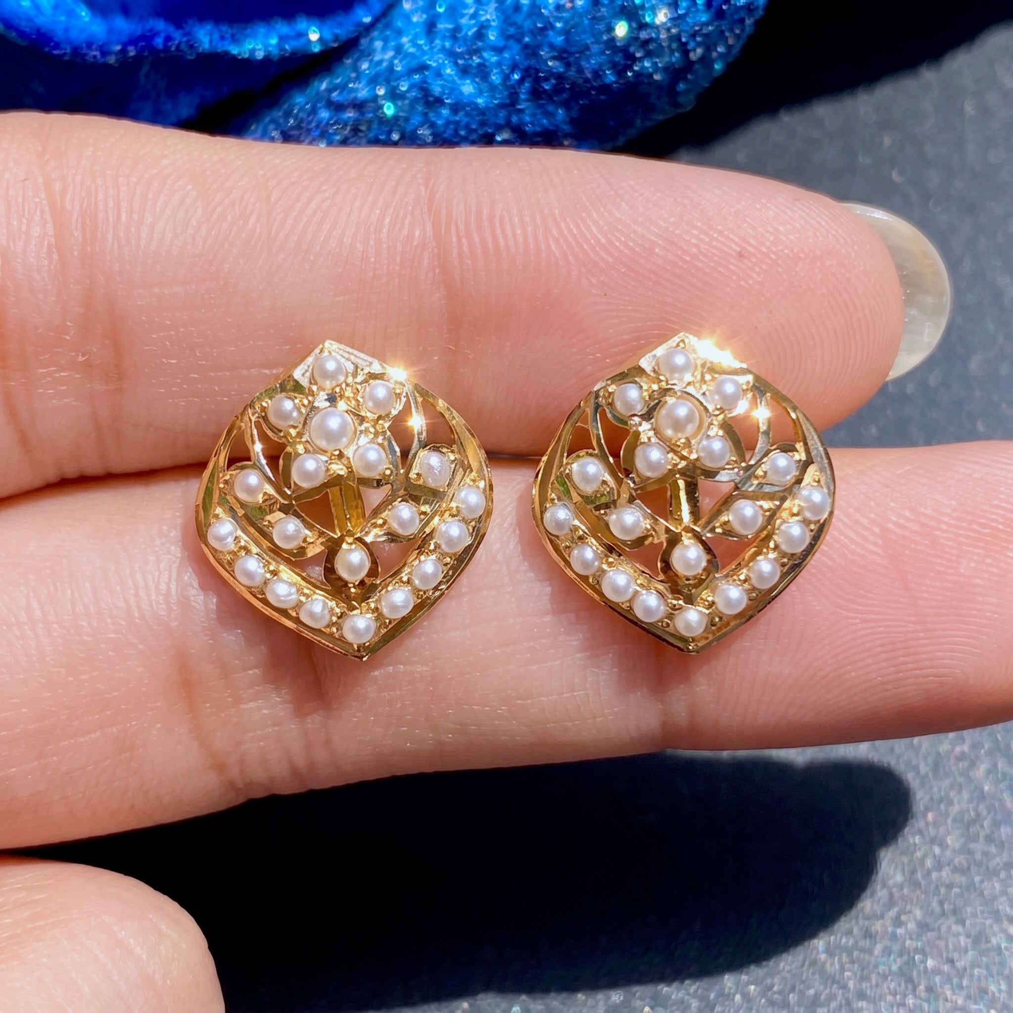 small pearl tops earrings for women on gold