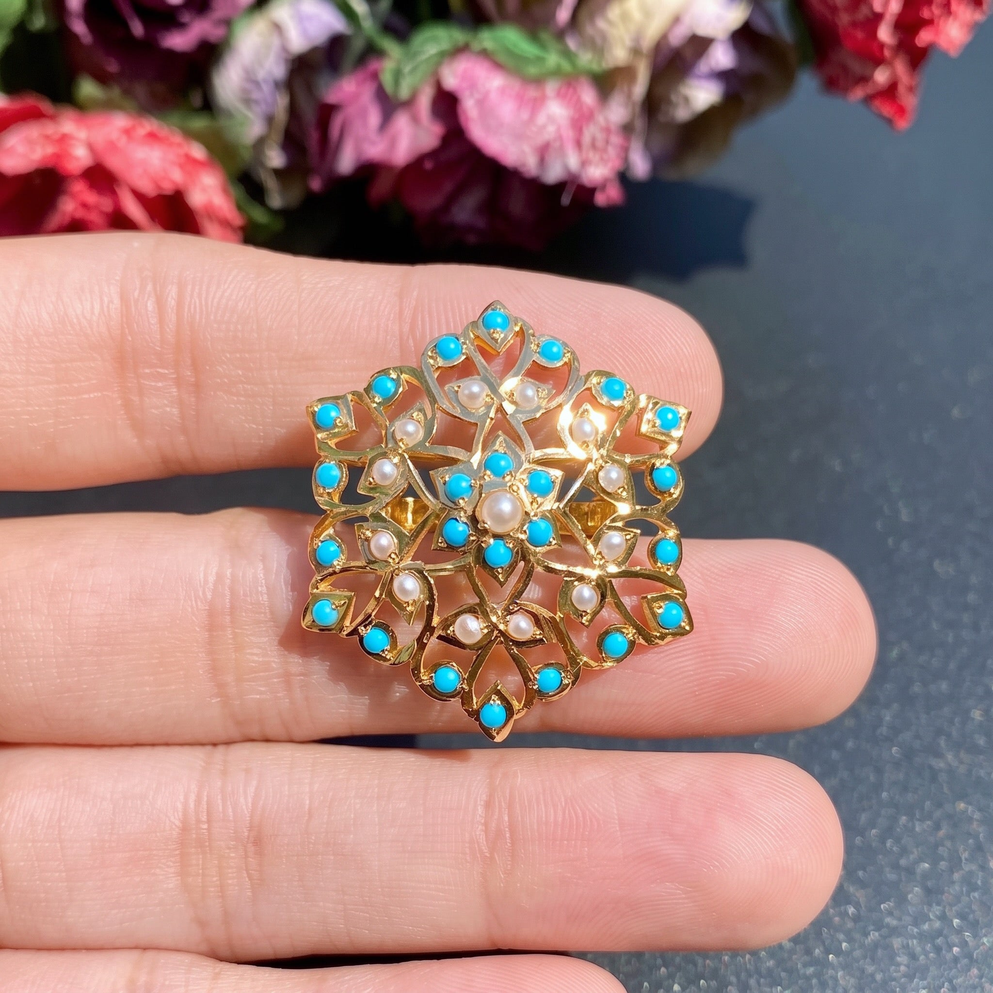 antique gold cocktail ring indian
