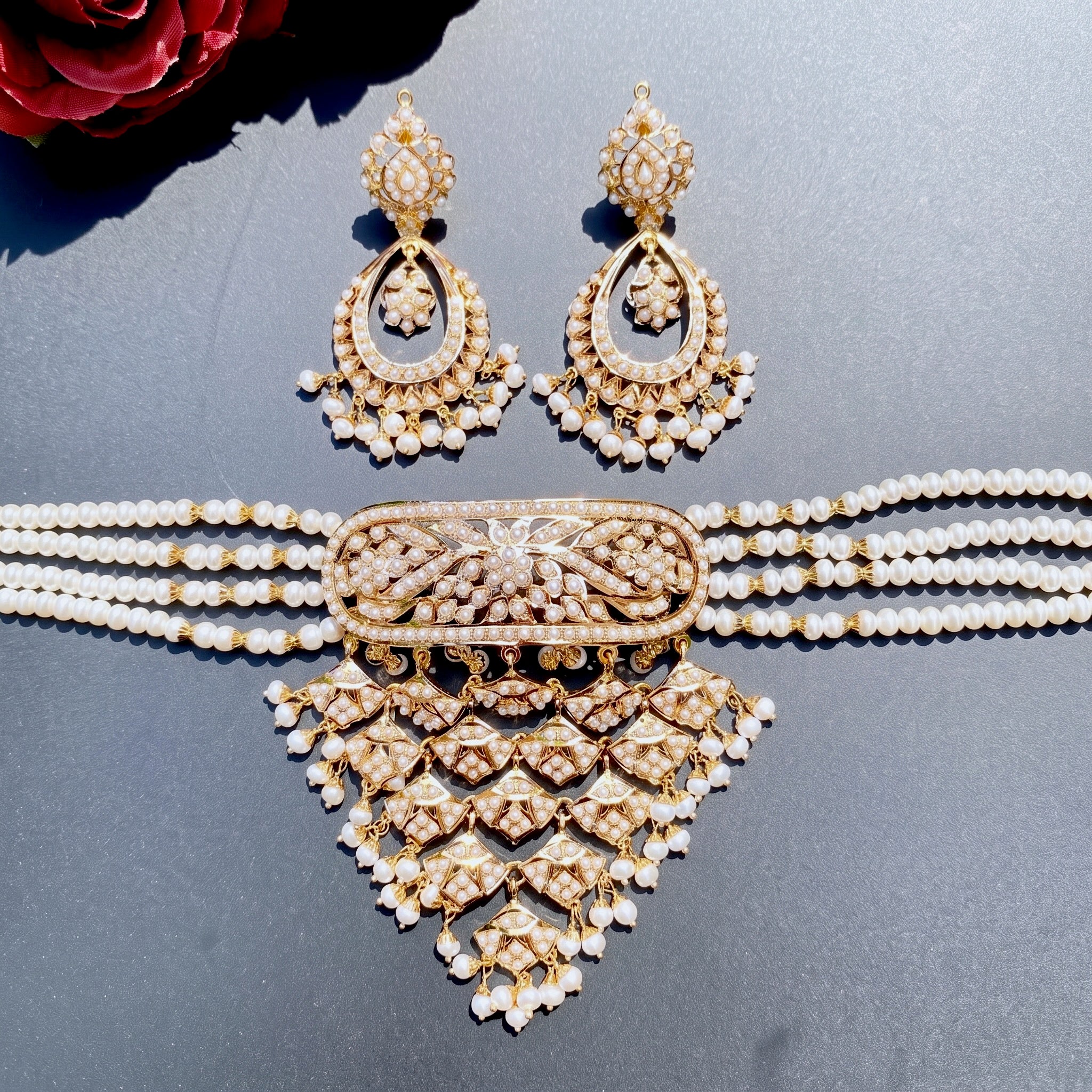 indian 22k gold pearl choker online