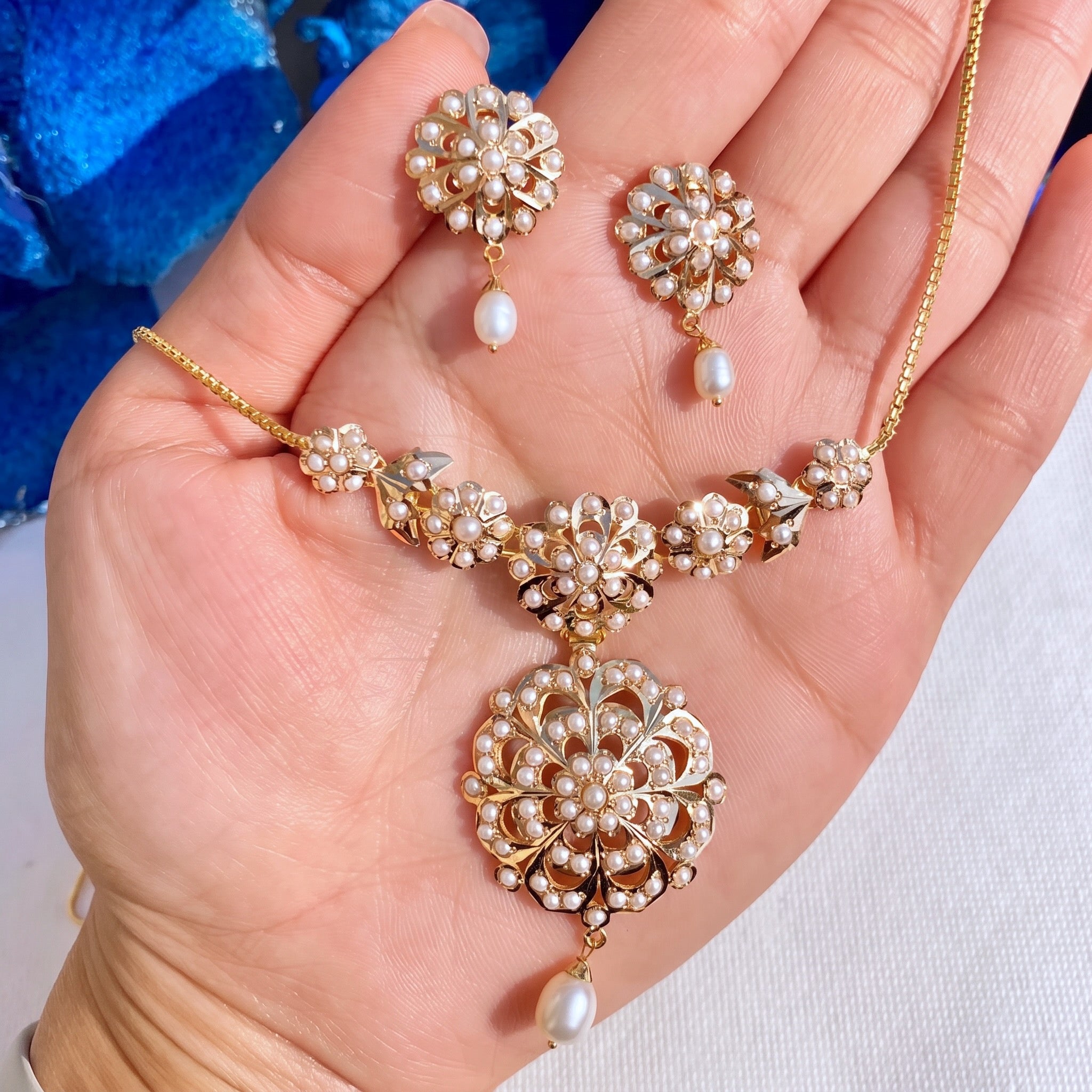 pearl chain neckalce gold