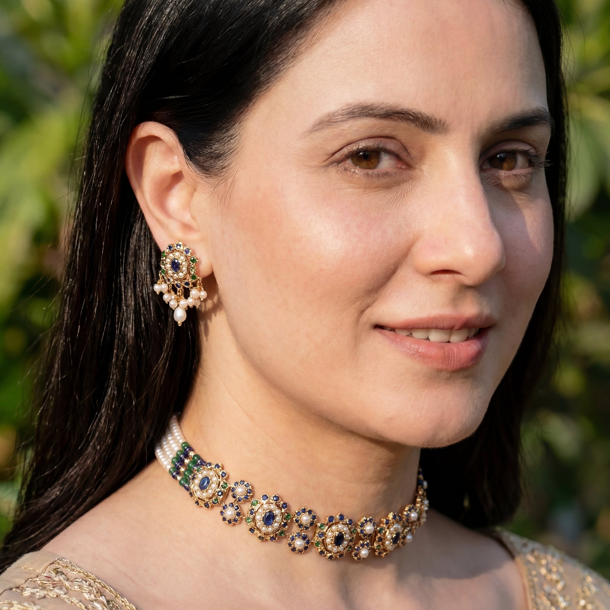 Sleek Gold Plated Choker Set | 925 Silver Gold Plated | Exquisite Design NS 382