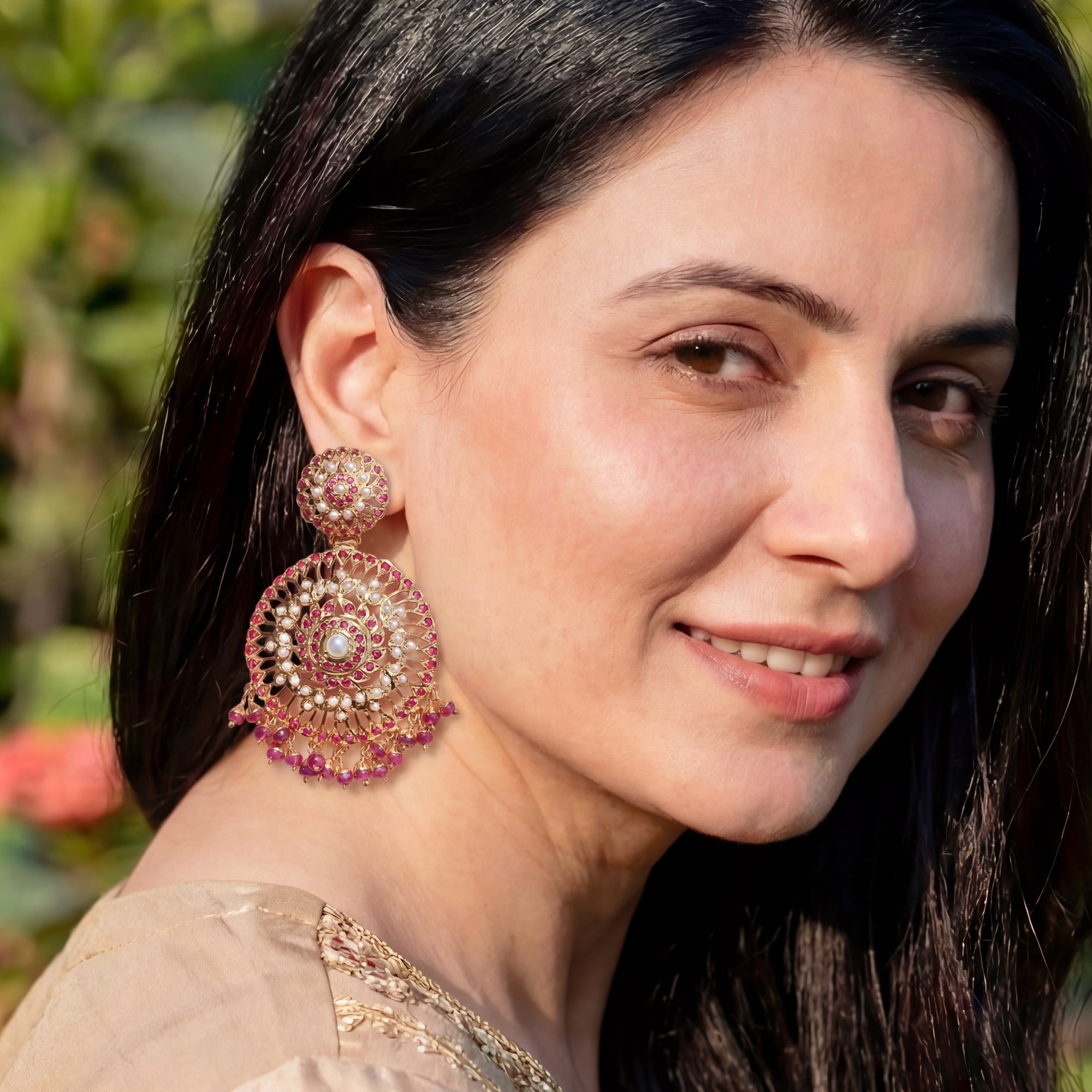 Finely Crafted Jadau Earrings | Sterling Silver Jewelry Online ER 568