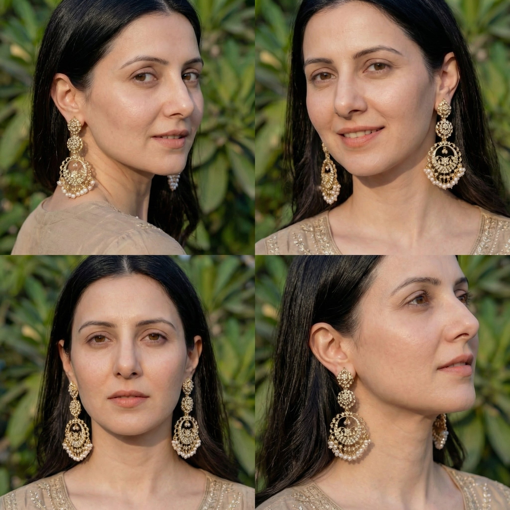 Statement Pearl Chandbali Earrings | Real Pearls | Gold Plated on Silver ER 648