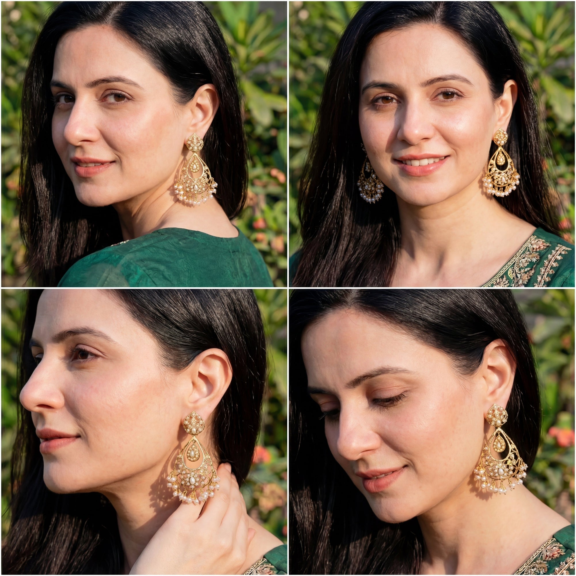 Drop Shaped Pearl Earrings on Silver | Cute Indo Western Design ER 651