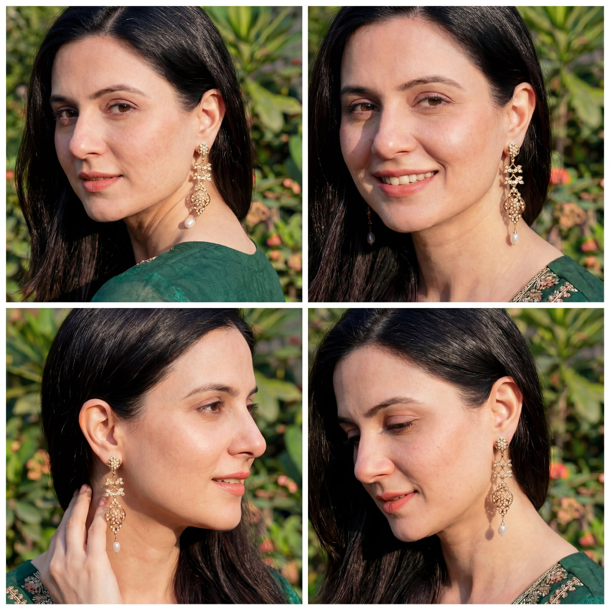 Tall Slender Pearl Earrings | Gold Plated on Silver | Lightweight Danglers in Delicate Design ER 652