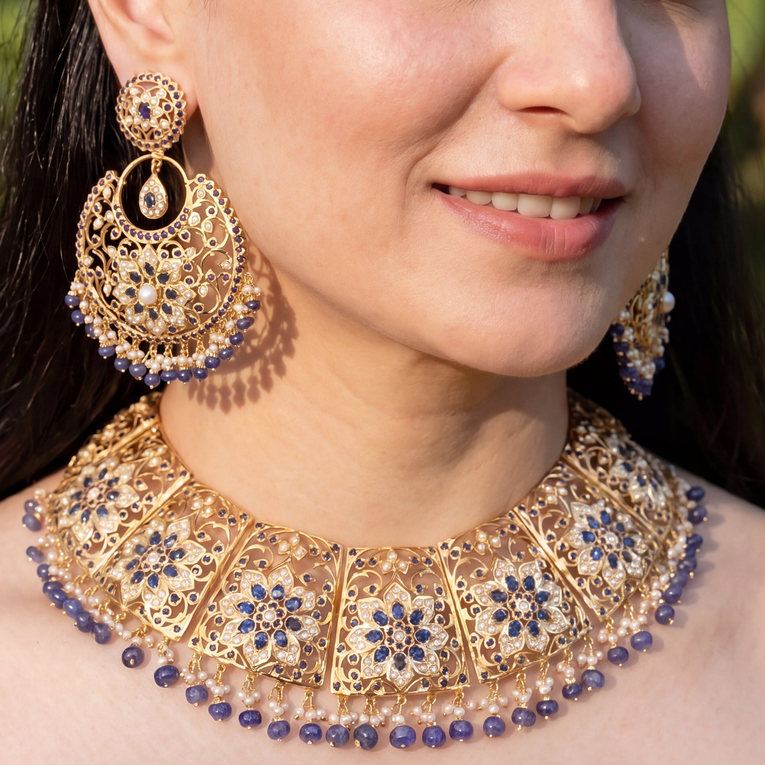 Antique Bridal Indian Jewelry Set | Gold Plated Indian Necklace Set NS 186