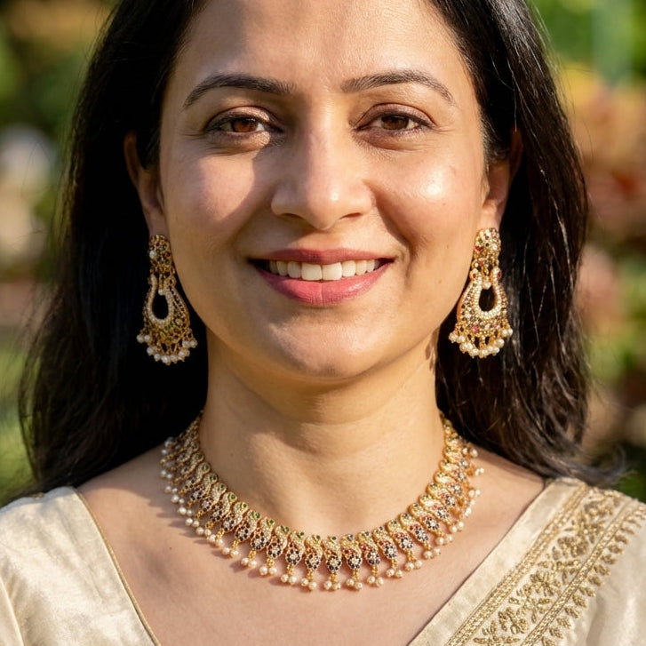 Premium Indian Gold Plated Jewellery Online | Multicoloured Necklace Set NS 272