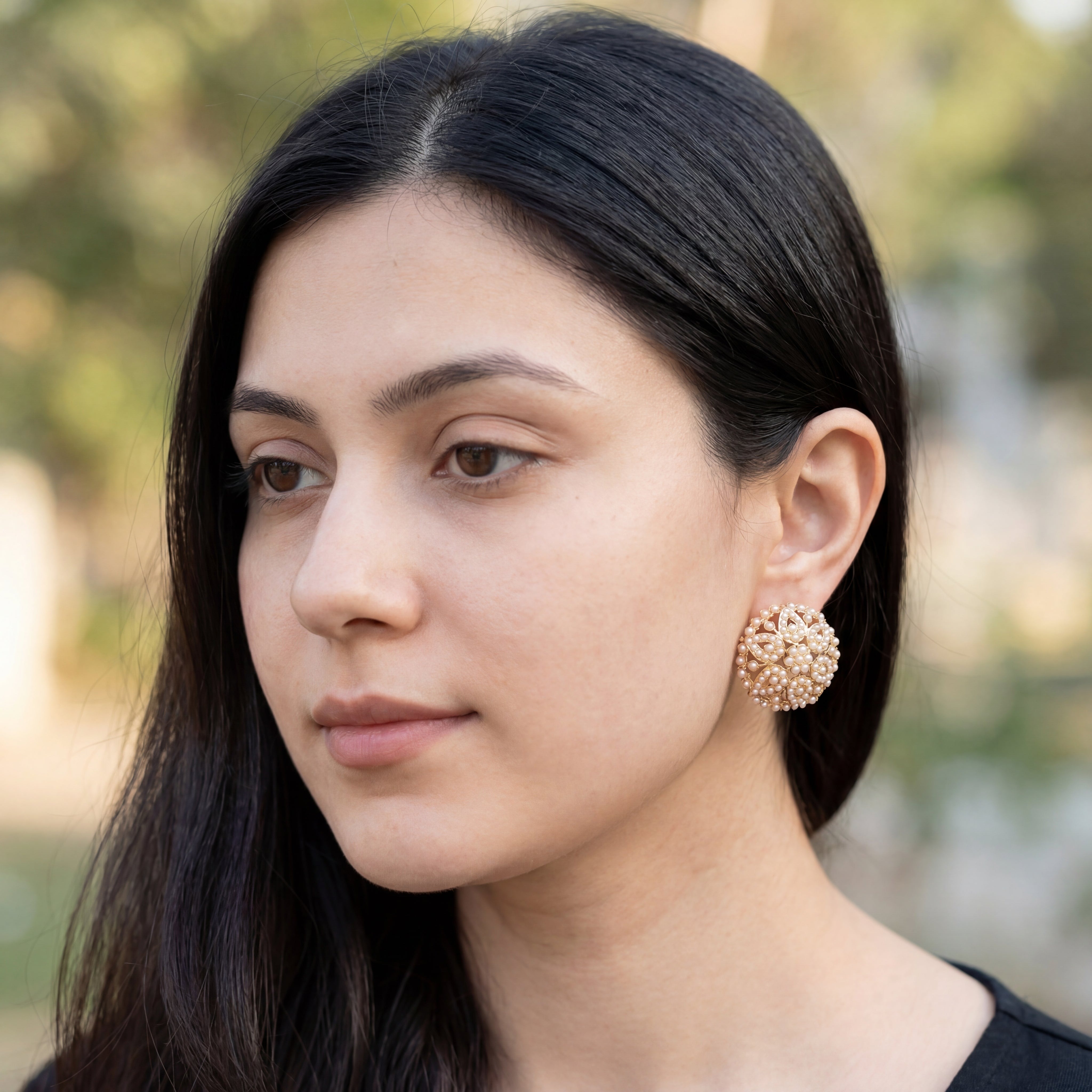 Intricate Pearl Tops | Classic Indian Design | Freshwater Pearls & Sterling Silver ER 572