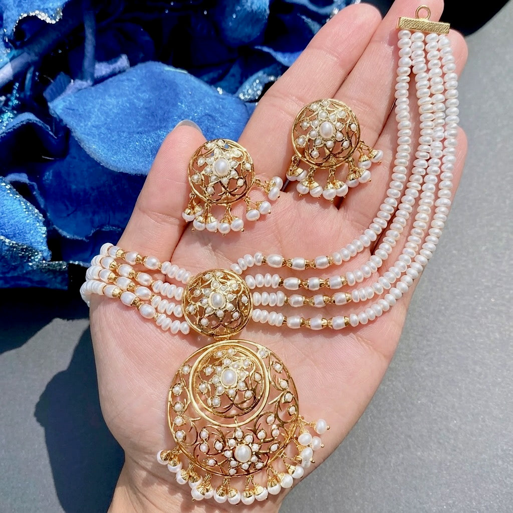 Layered Pearl Choker Set | Genuine Freshwater Pearls NS 298