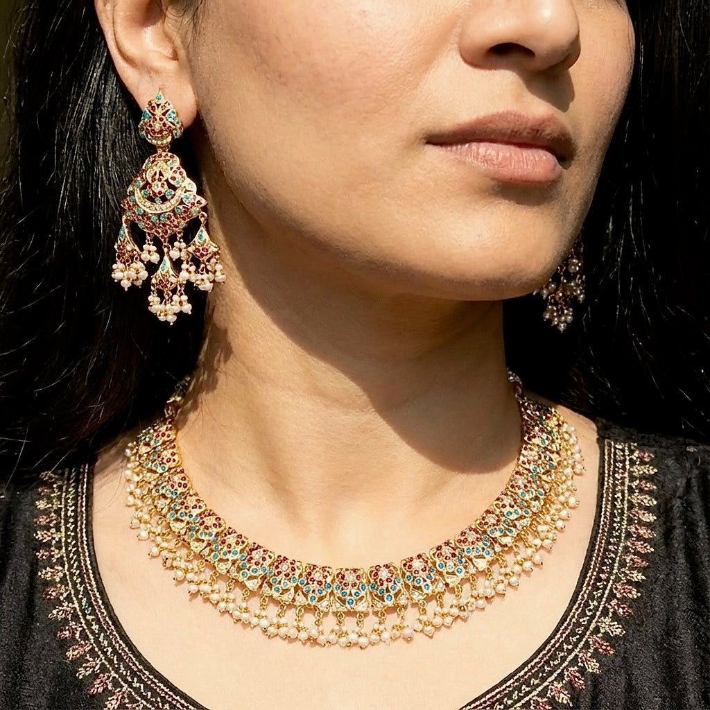 Ruby Pheroza Jadau Set | Elegant and Classy Indian Jewelry NS 256