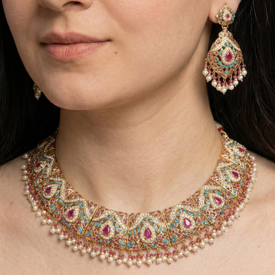 PREMIUM QUALITY JADAU NECKLACE SET | BUY BRIDALWEAR JEWELRY ONLINE NS 228