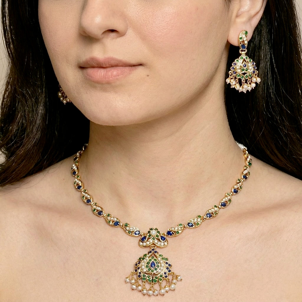 Delicate Necklace & Earrings Set | Dainty & Sober | Gold Plated on 925 Silver NS 214