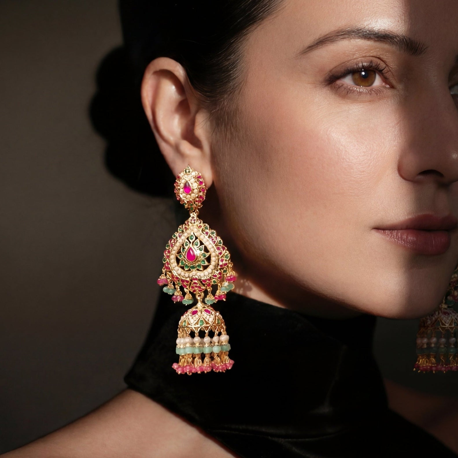 Shop Bridal Jhumka Earrings Online | Statement Jadau Jhumka Danglers | 925 Silver ER 170