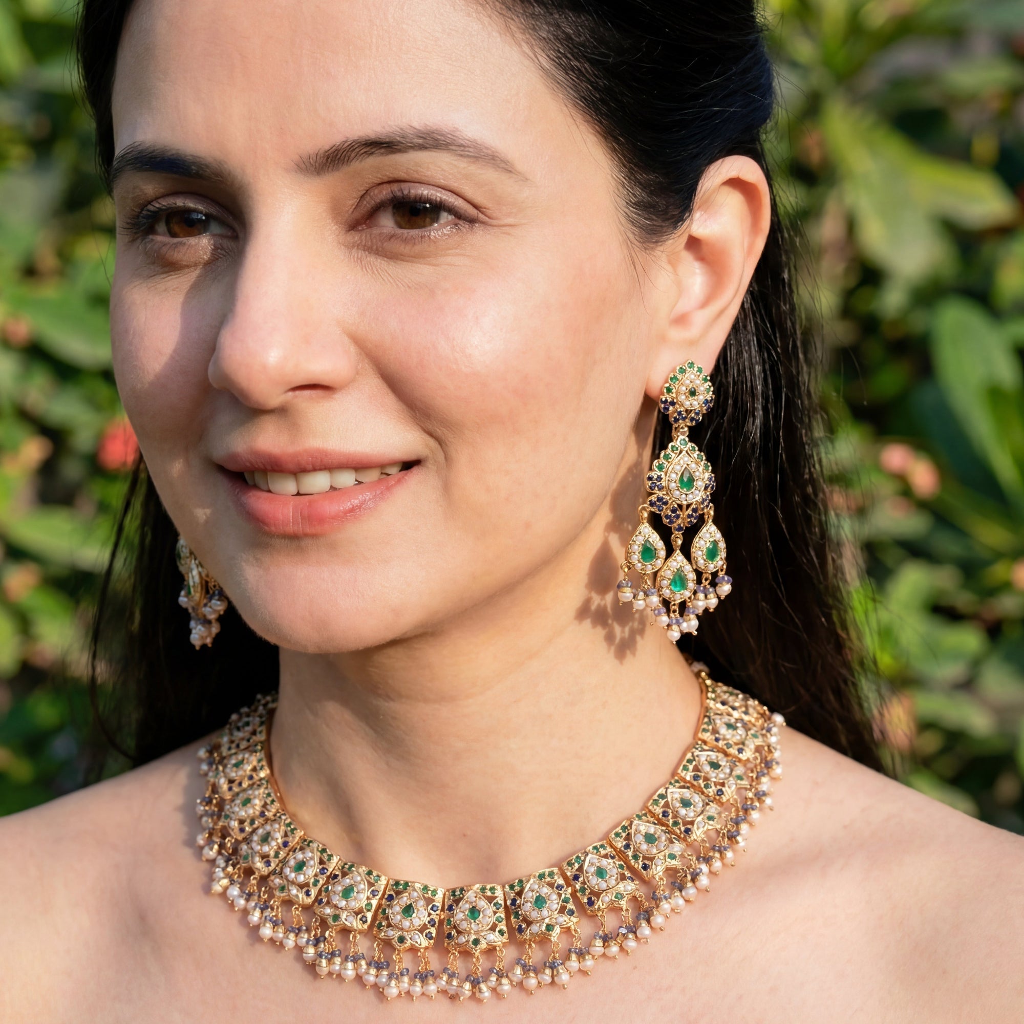 Classic Indian Silver Jadau Necklace Set NS 368