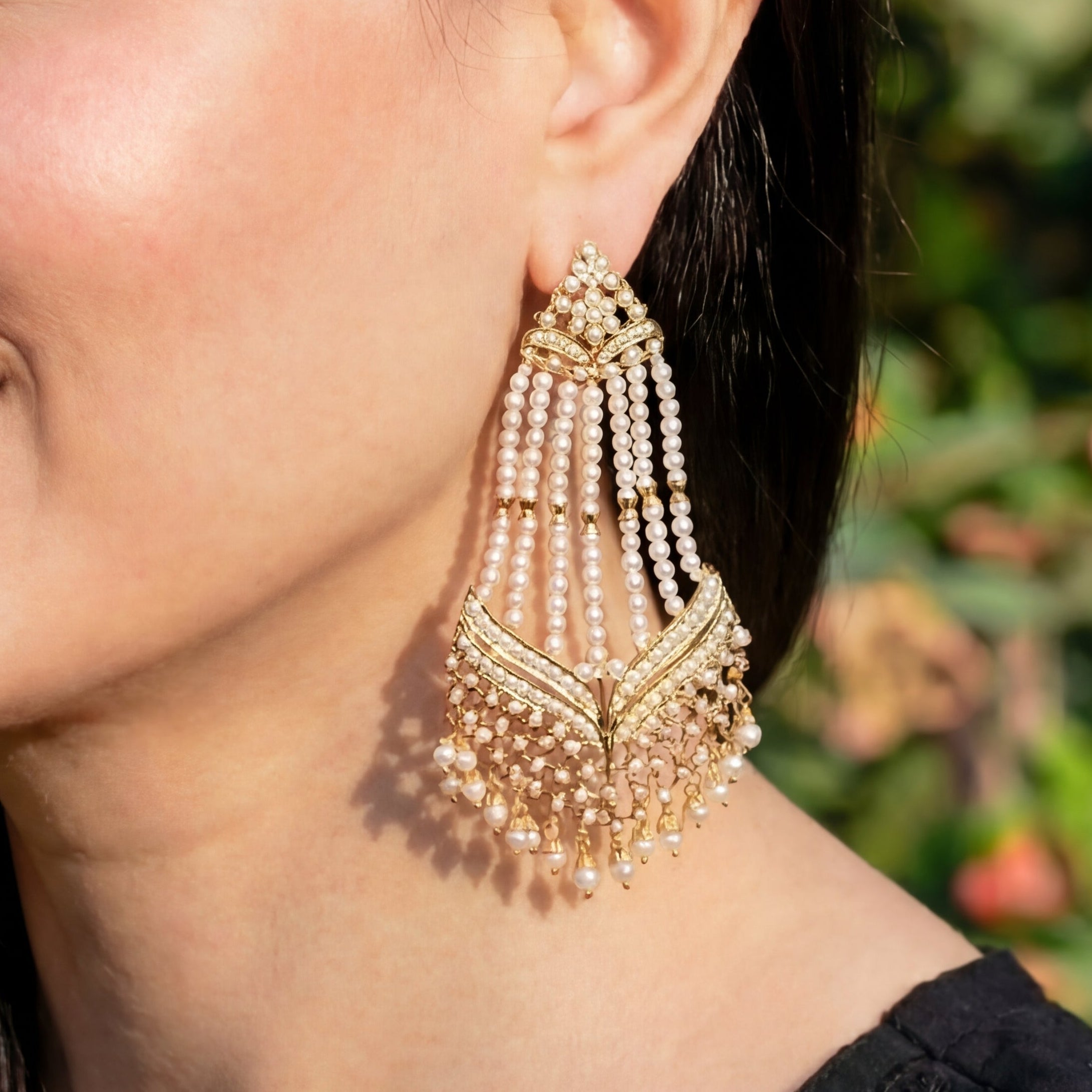 Classic Jhummer Style Pearl Earrings | Gold Plated Traditional Indian Earrings ER 593