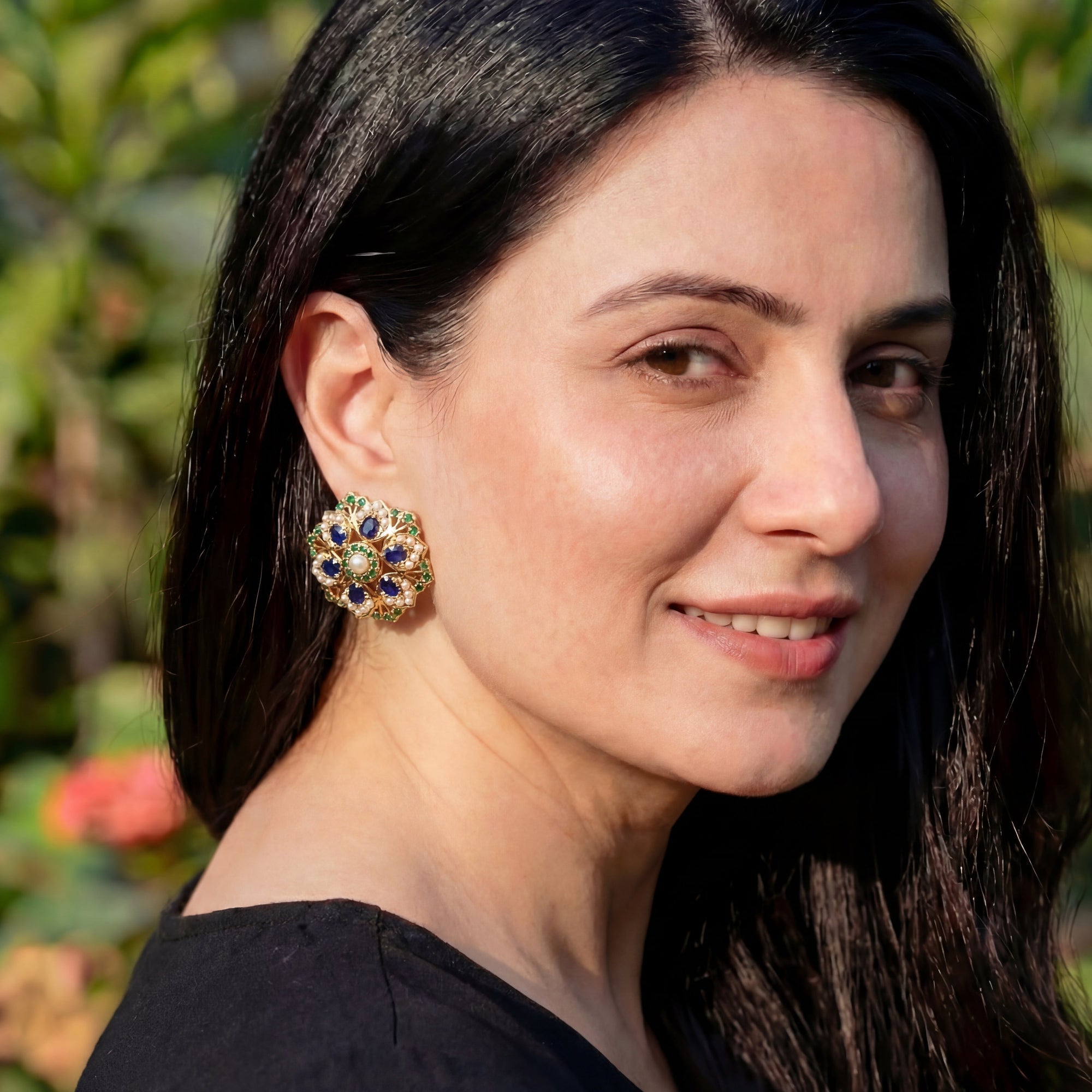 Exquisite Round Shaped Stus | Silver Stud Earrings | Modern Indian Jewelry ER 108