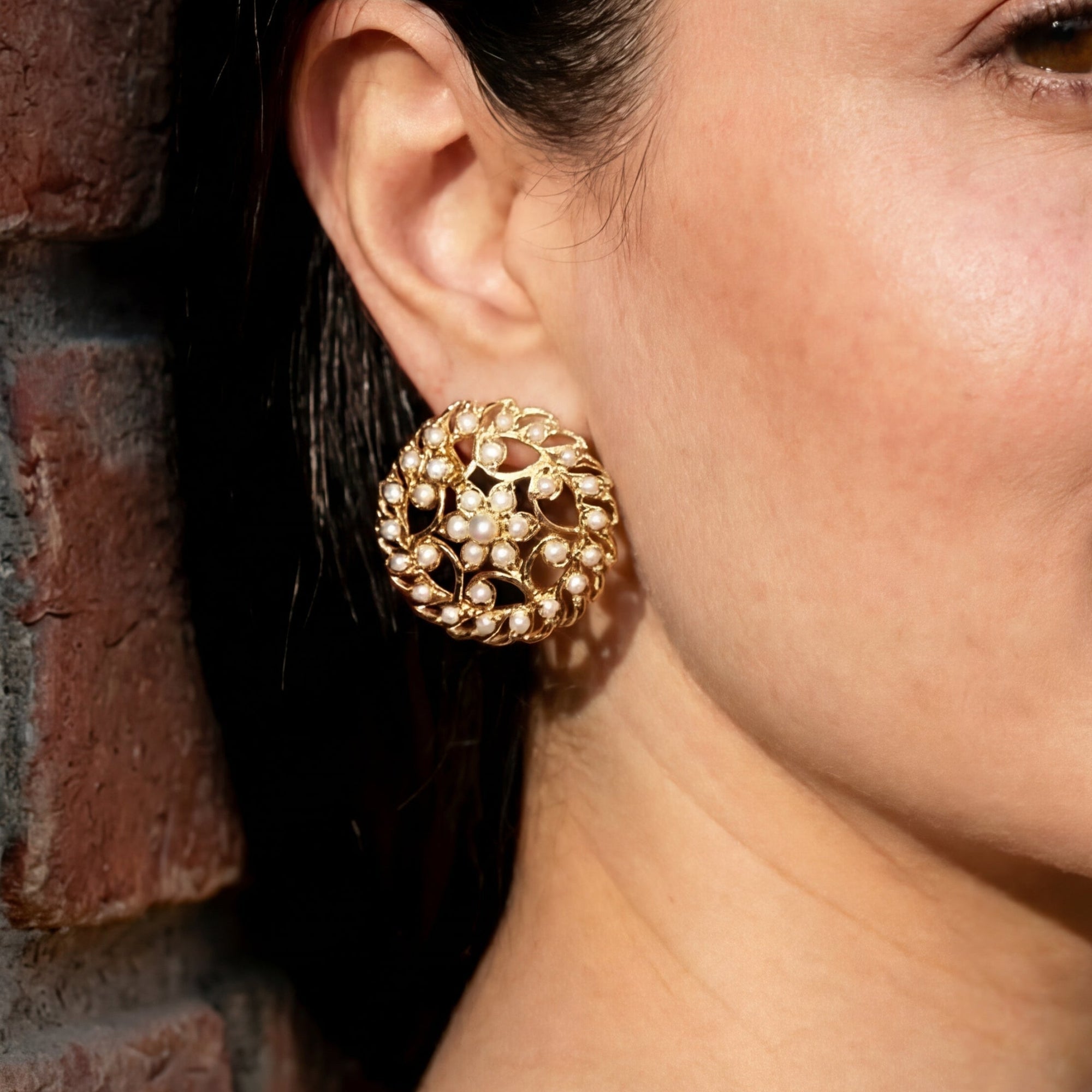 Indian Western Stud Earrings on Silver | Authentic Freshwater Pearls ER 481