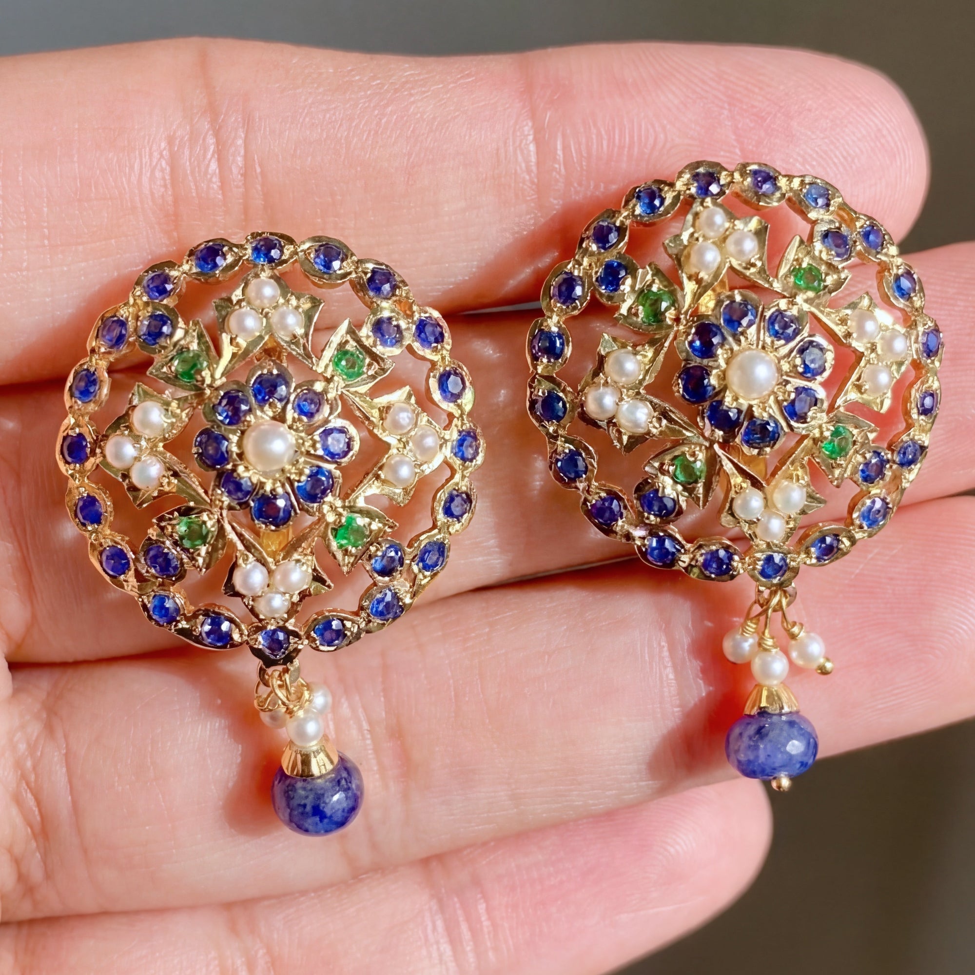 Round Studs | Medium Size | Multicoloured Stone Earrings ER 414