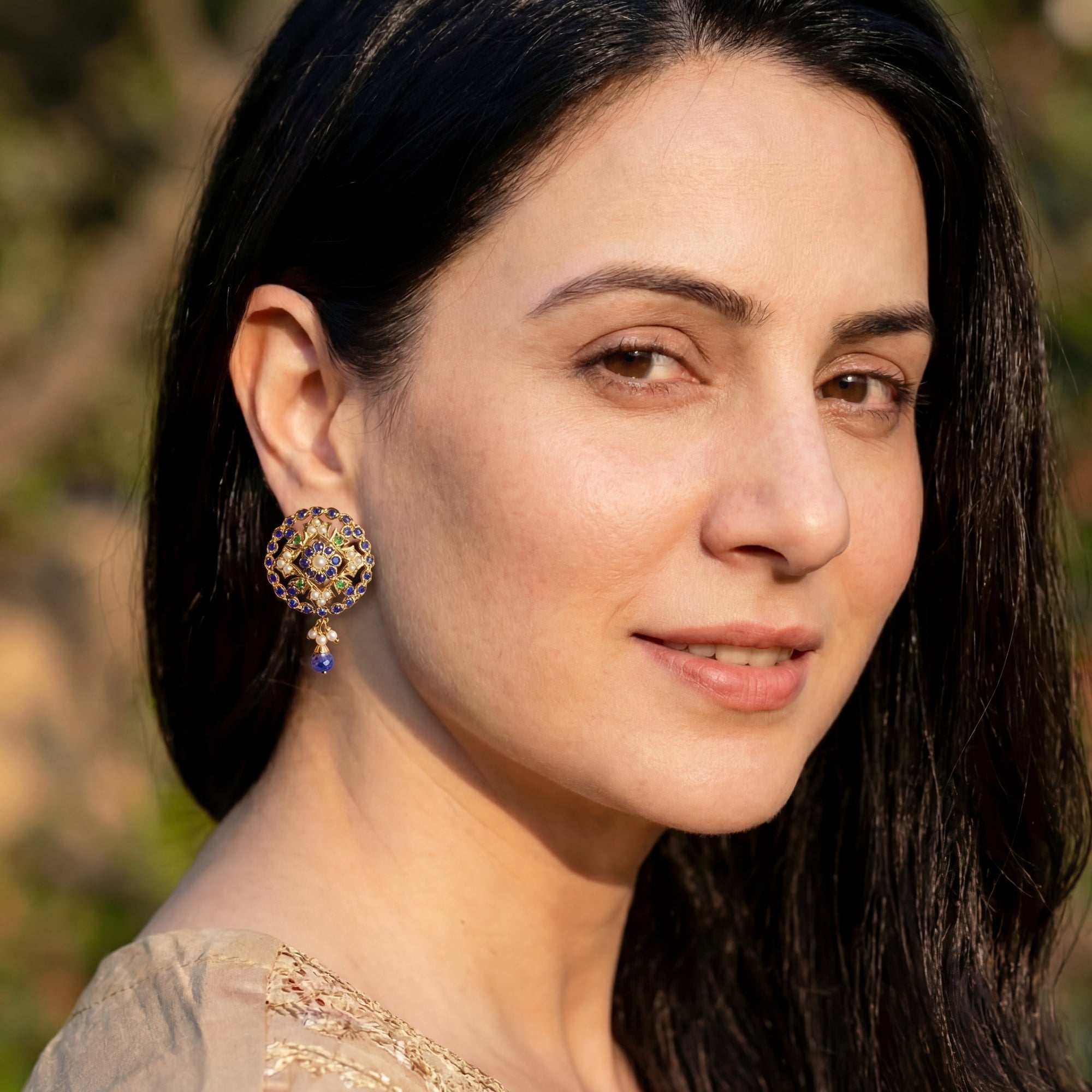Round Studs | Medium Size | Multicoloured Stone Earrings ER 414