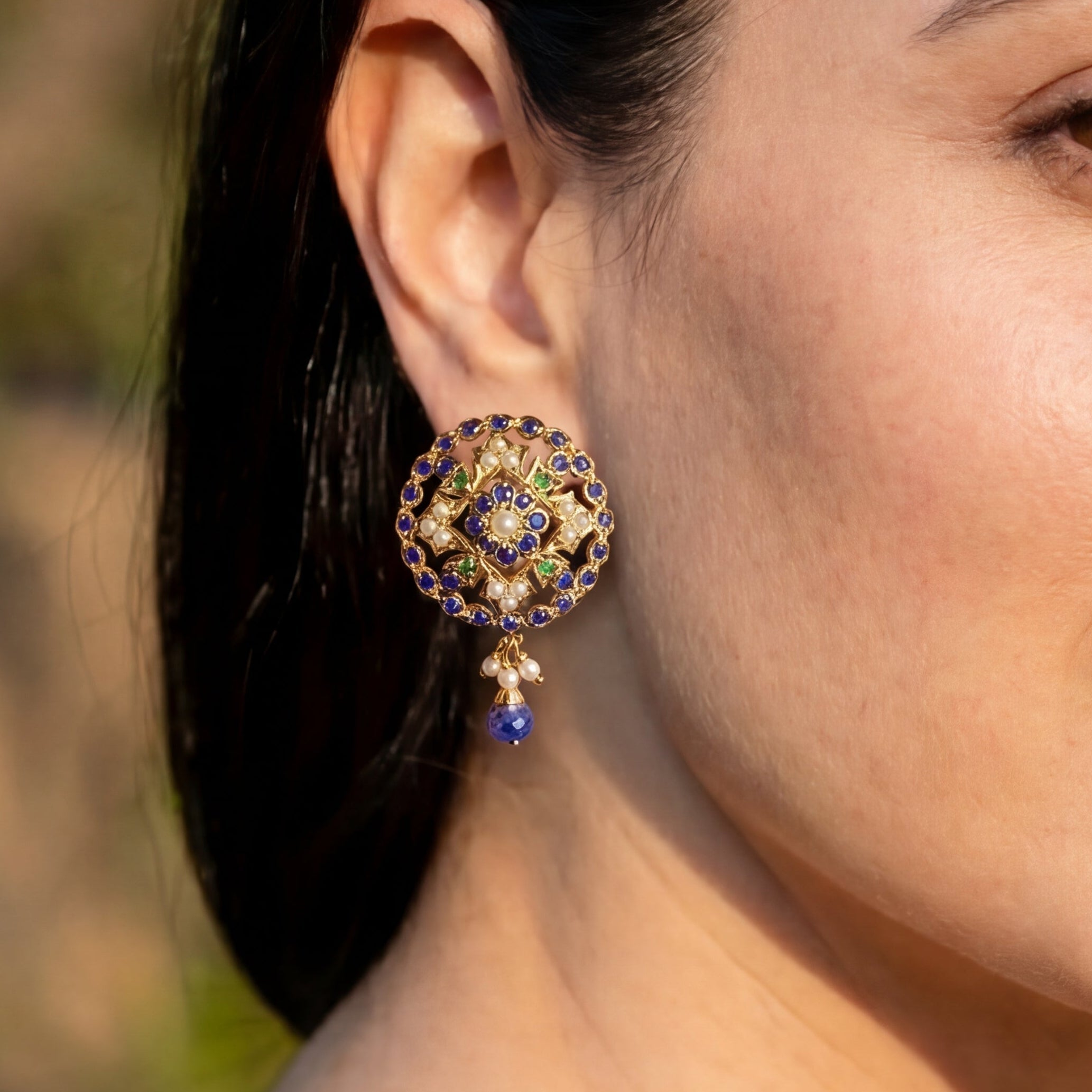 Round Studs | Medium Size | Multicoloured Stone Earrings ER 414