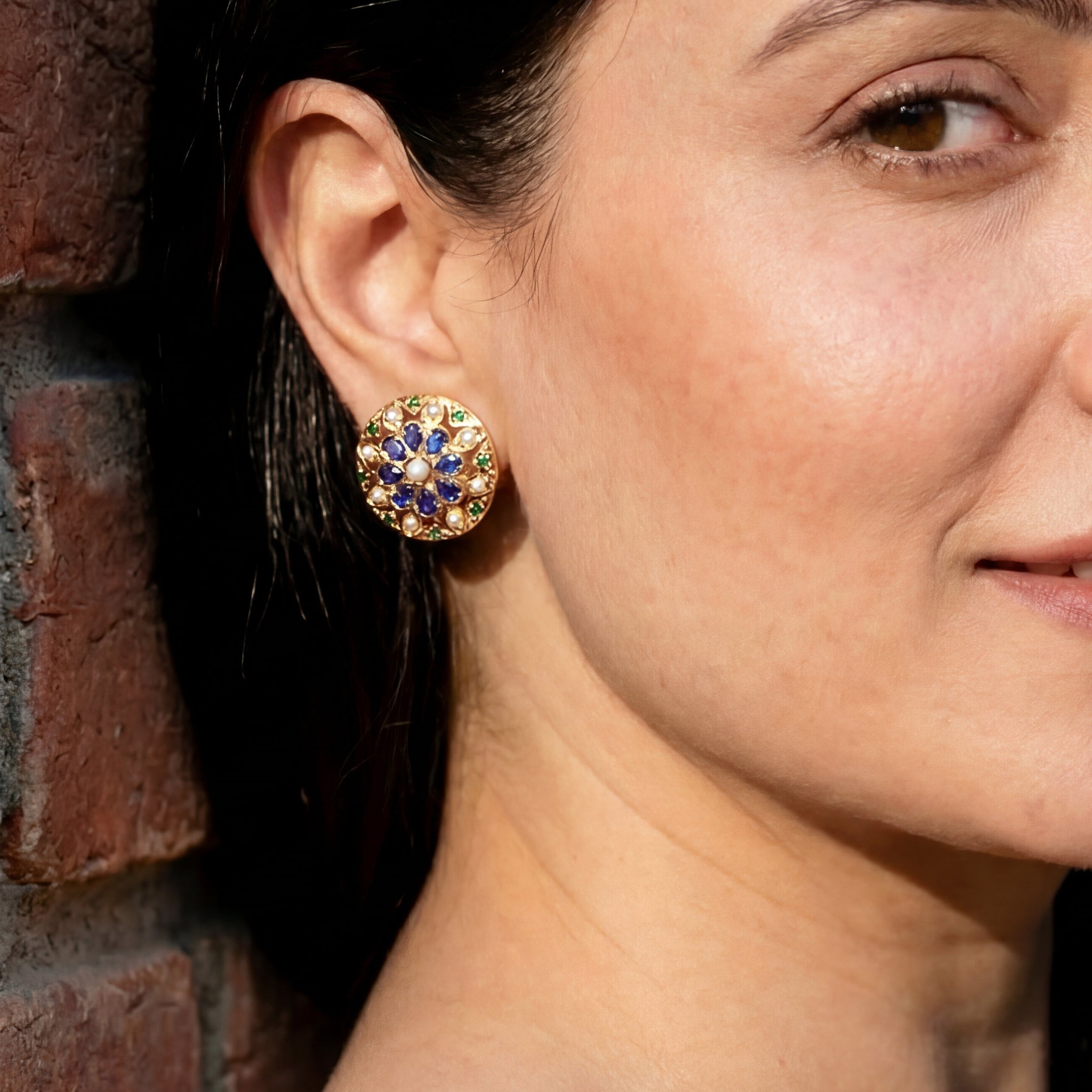 Premium 92.5 Silver Jewellery | Dainty Blue Indian Studs for Girls ER 248