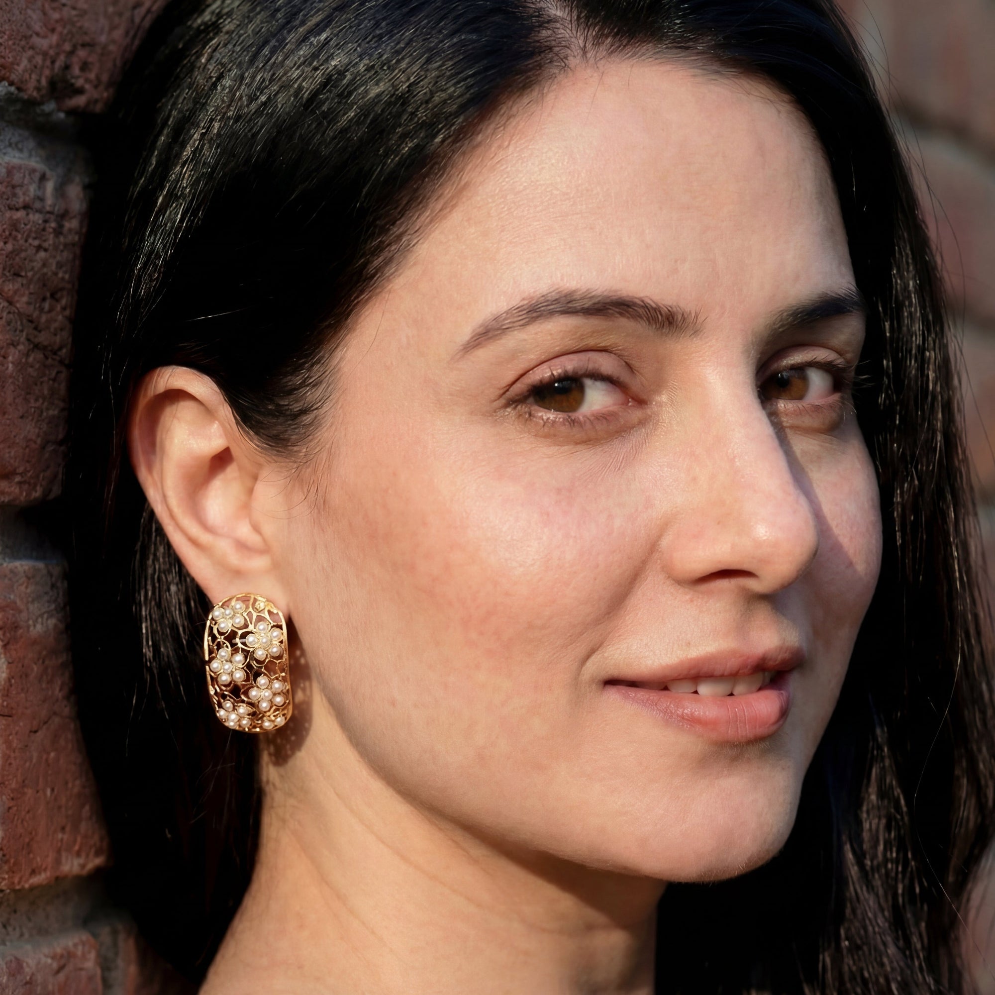Gold Plated Pearl Studs | Fine Indian Pearl Earrings For Women | Modern & Trendy Design ER 356